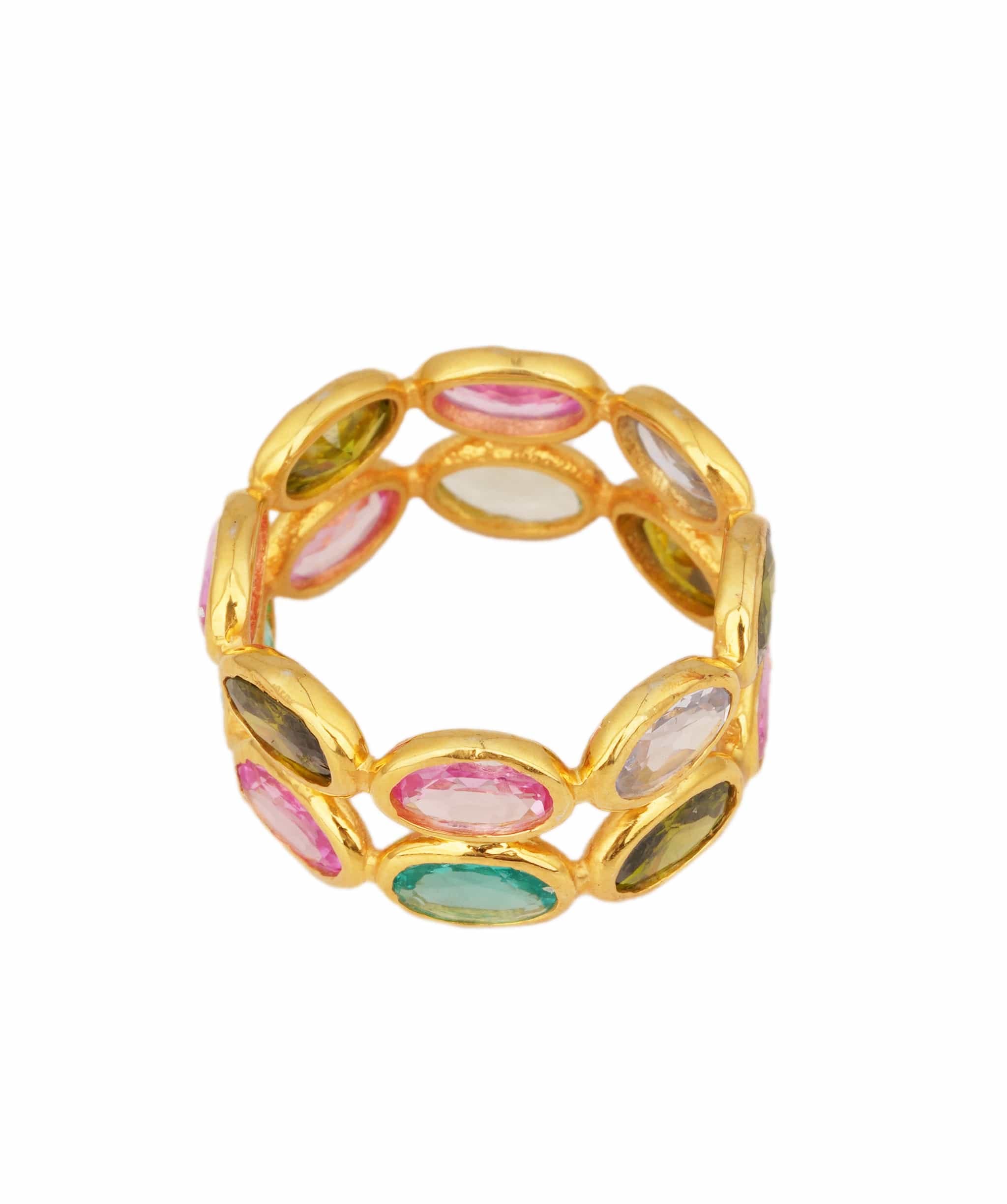 DUAL Multi Colour Rainbow Dual Band Oval Tourmaline Ring ANC1763