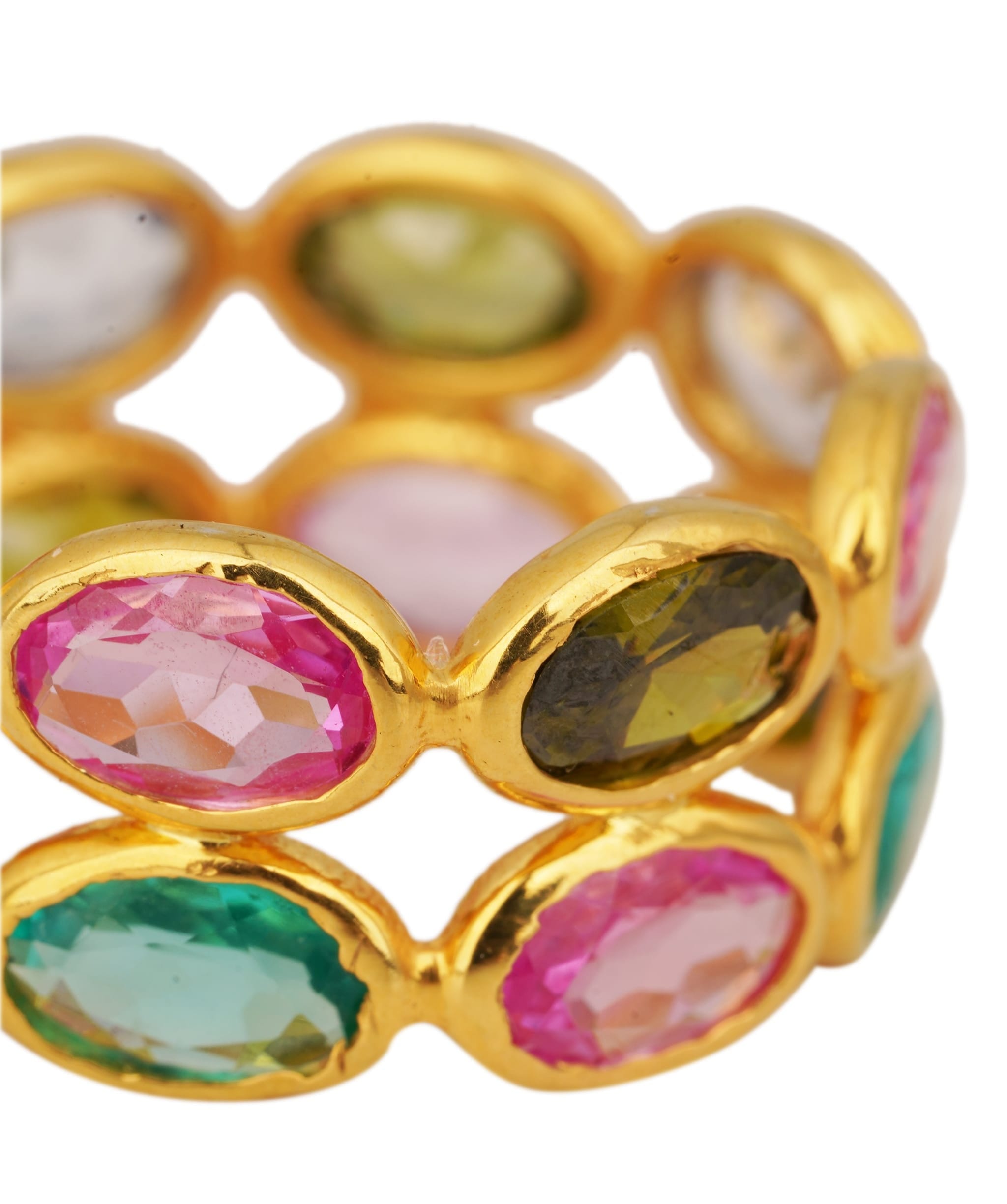 DUAL Multi Colour Rainbow Dual Band Oval Tourmaline Ring ANC1763