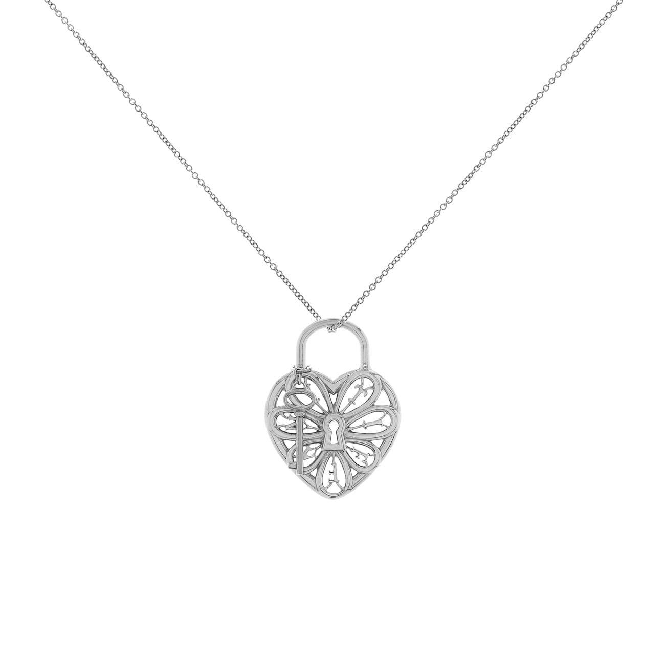Tiffany and Co Tiffany & Co. Sterling Silver Filigree Heart Lock & Key Necklace