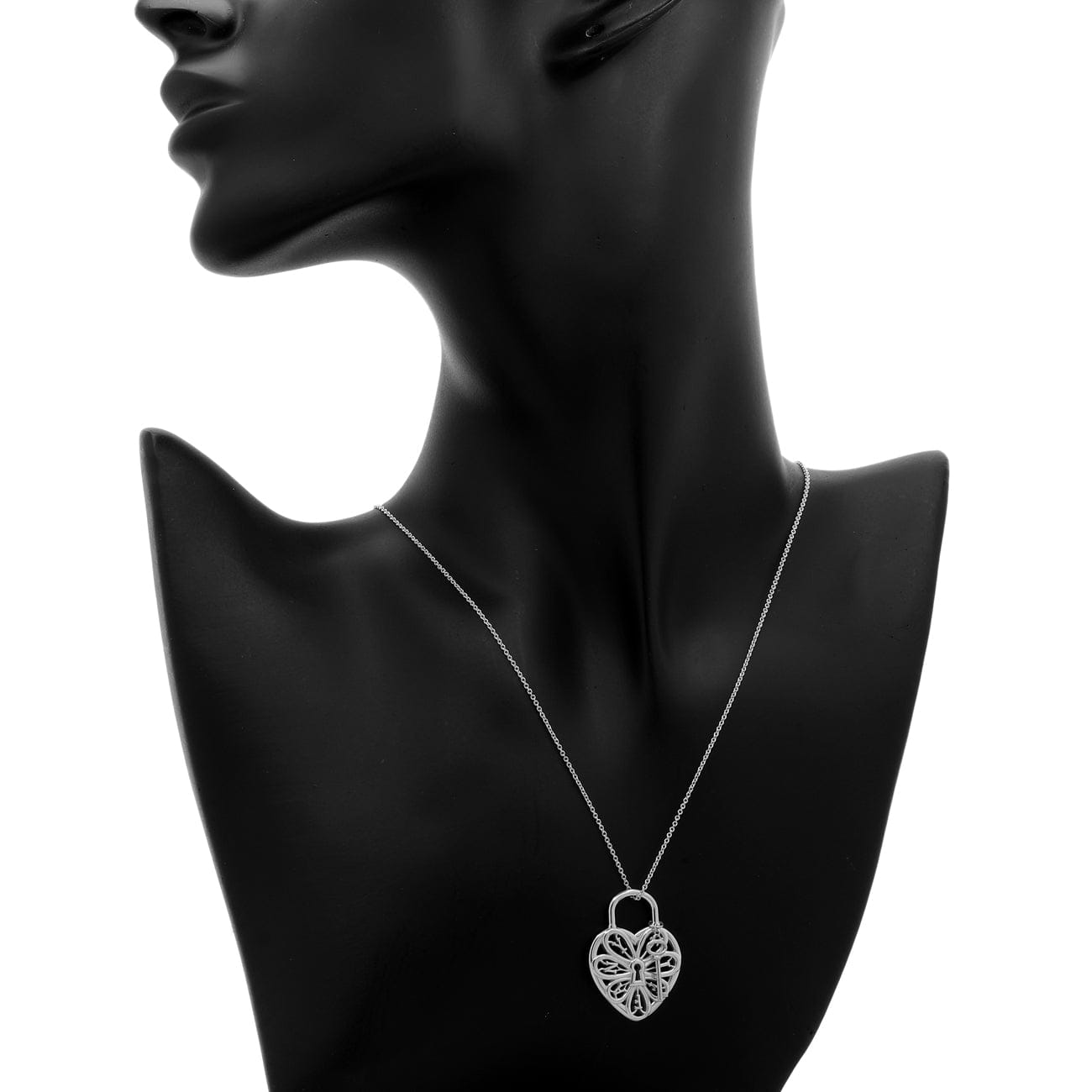 Tiffany and Co Tiffany & Co. Sterling Silver Filigree Heart Lock & Key Necklace
