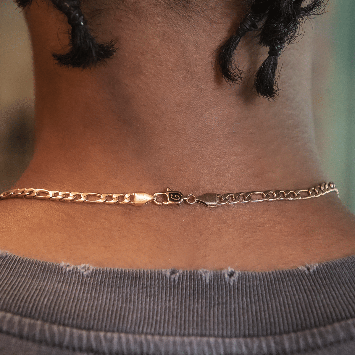 GLD Men Figaro Link Chain in Rose Gold - 4 mm