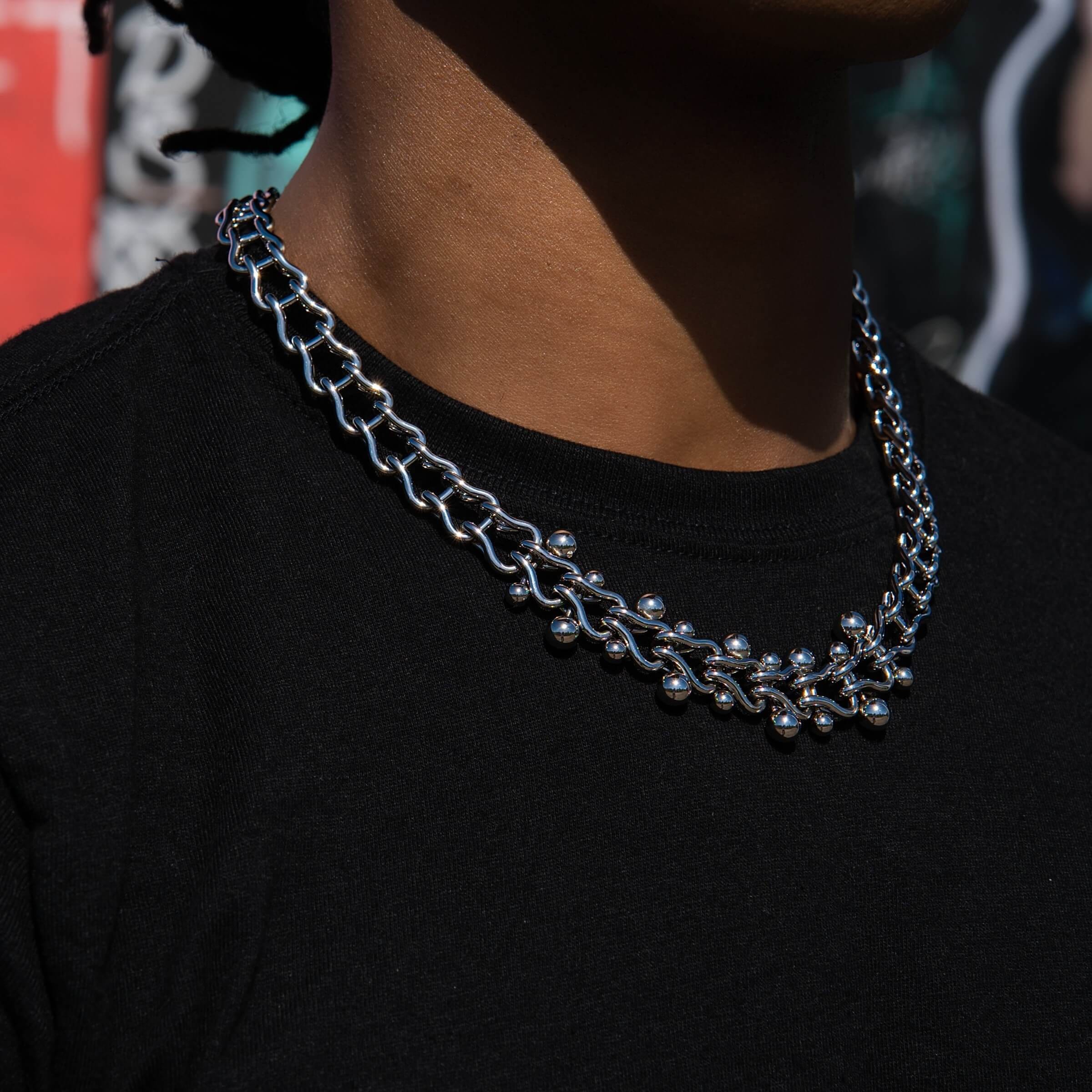 GLD Men Circular Chain in White Gold