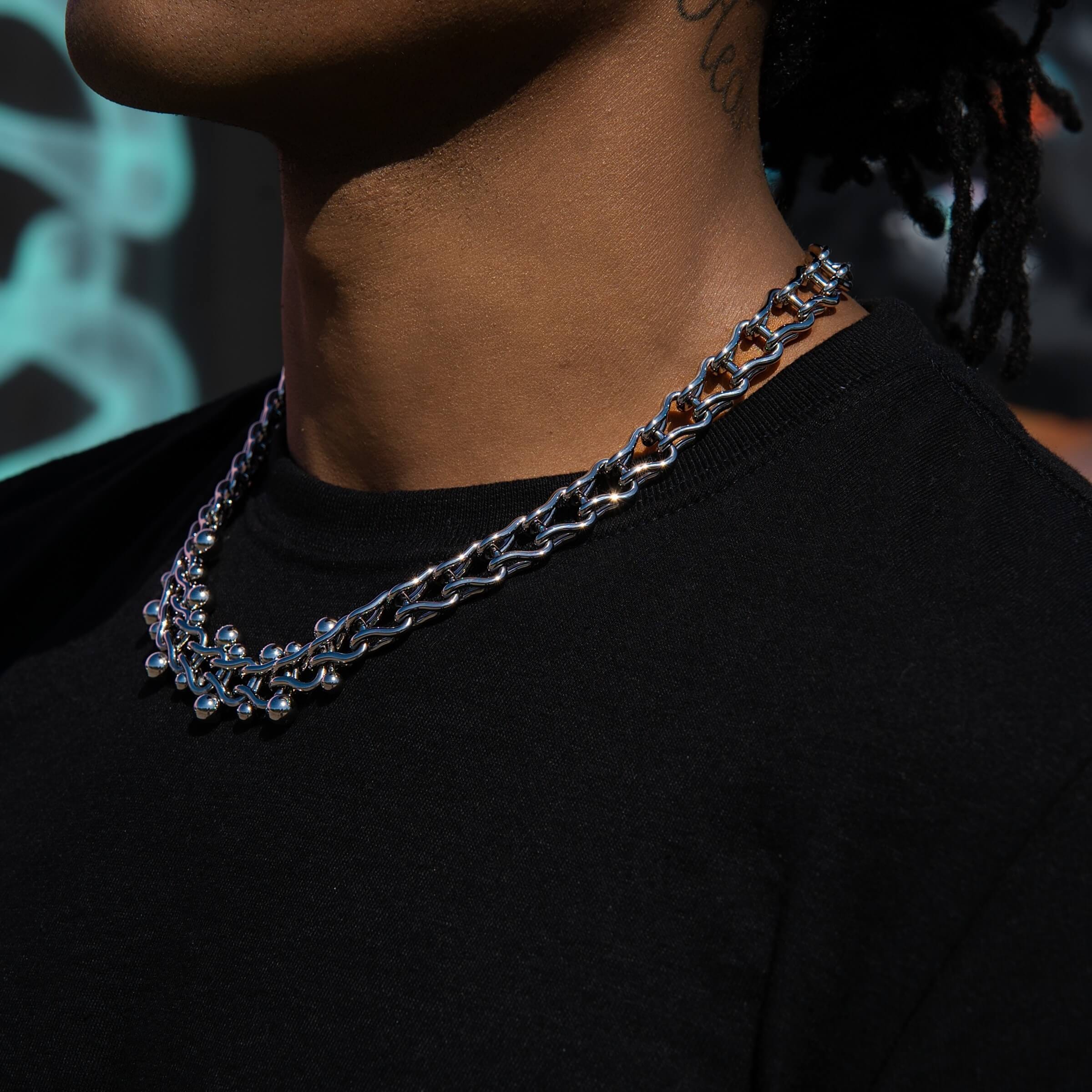 GLD Men Circular Chain in White Gold