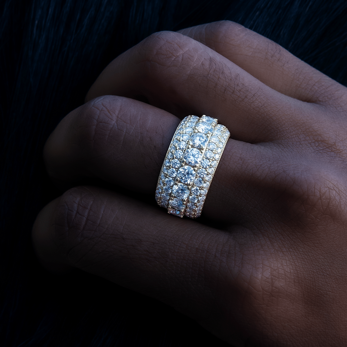 GLD Women Women's 5 Layer Moissanite Diamond Band Ring in Yellow Gold Vermeil