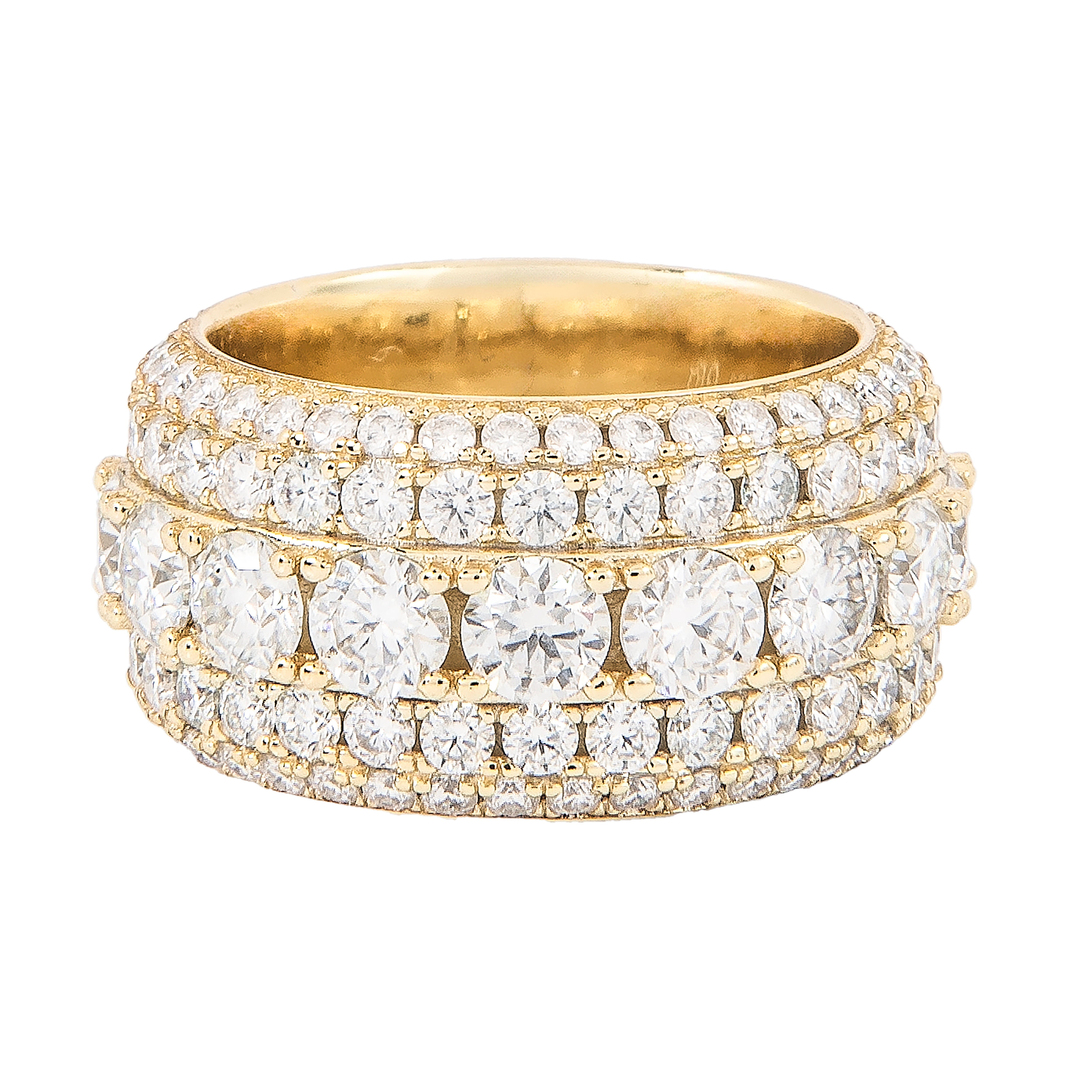 GLD Men Men's 5 Layer Moissanite Diamond Band Ring in Yellow Gold Vermeil