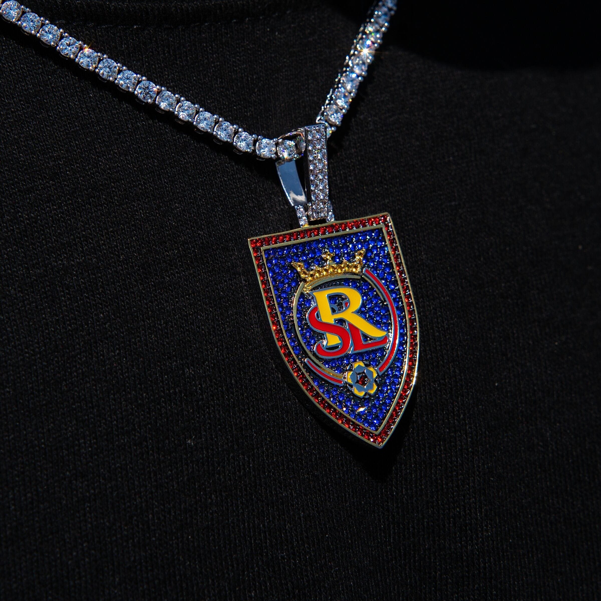 GLD Men Real Salt Lake Official MLS Logo Pendant in White Gold