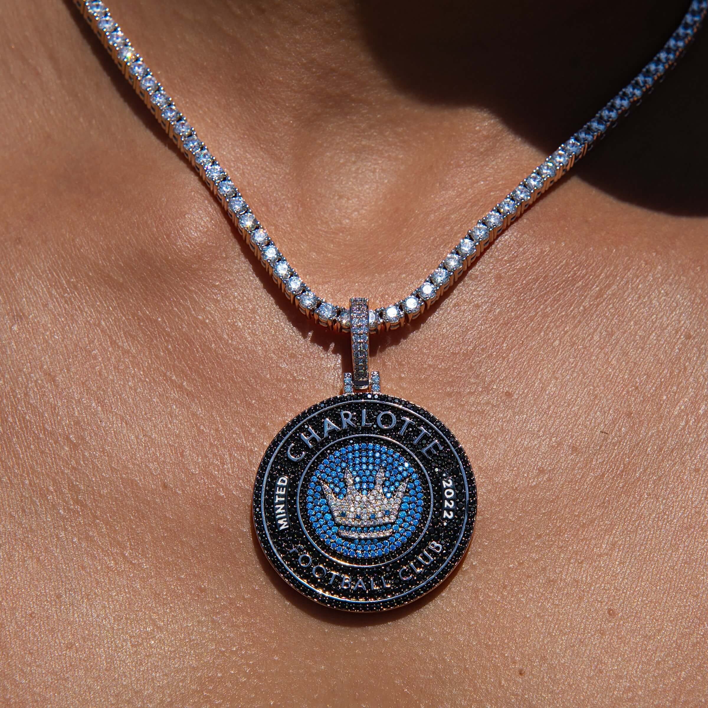 GLD Women Charlotte FC Official MLS Logo Pendant in White Gold