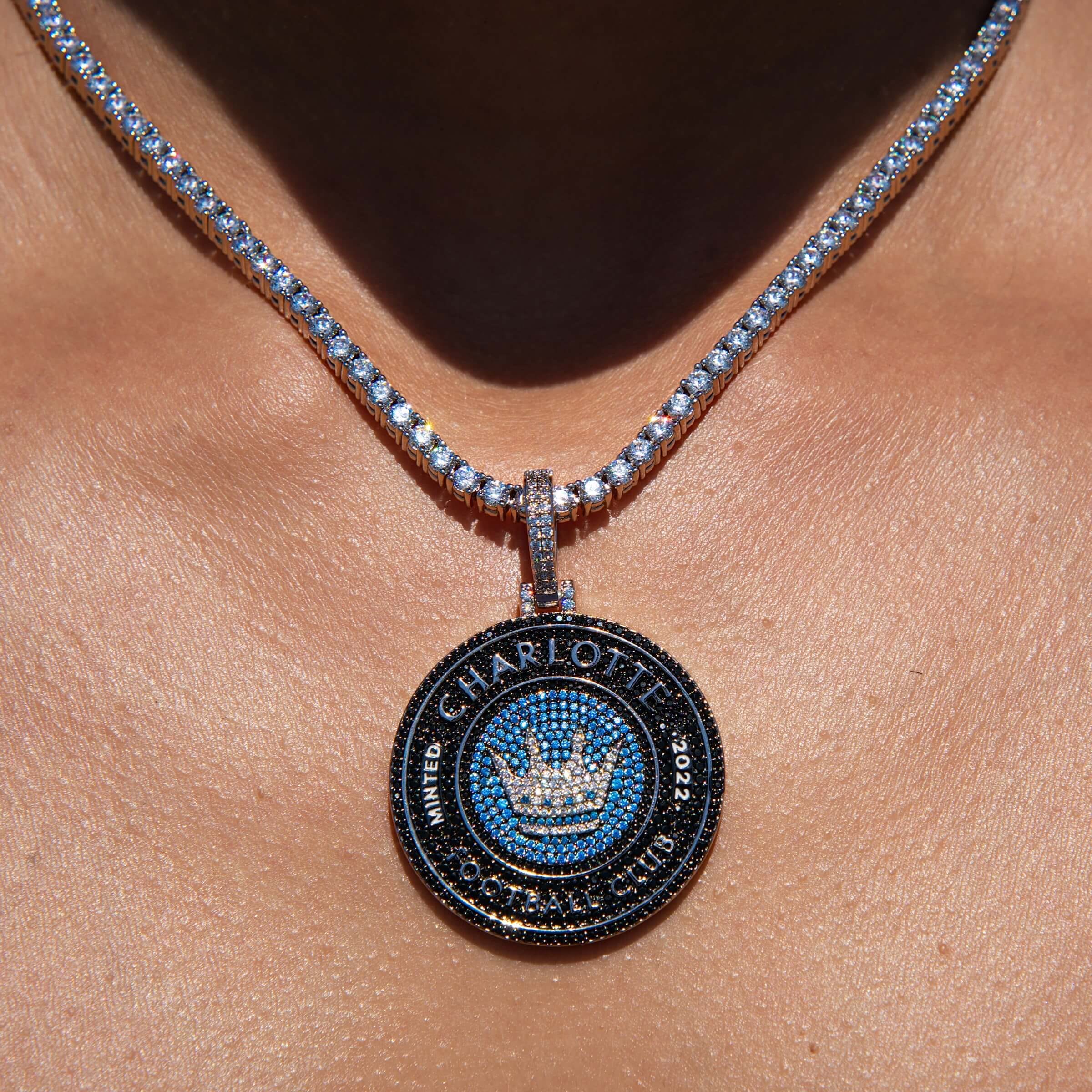 GLD Women Charlotte FC Official MLS Logo Pendant in White Gold