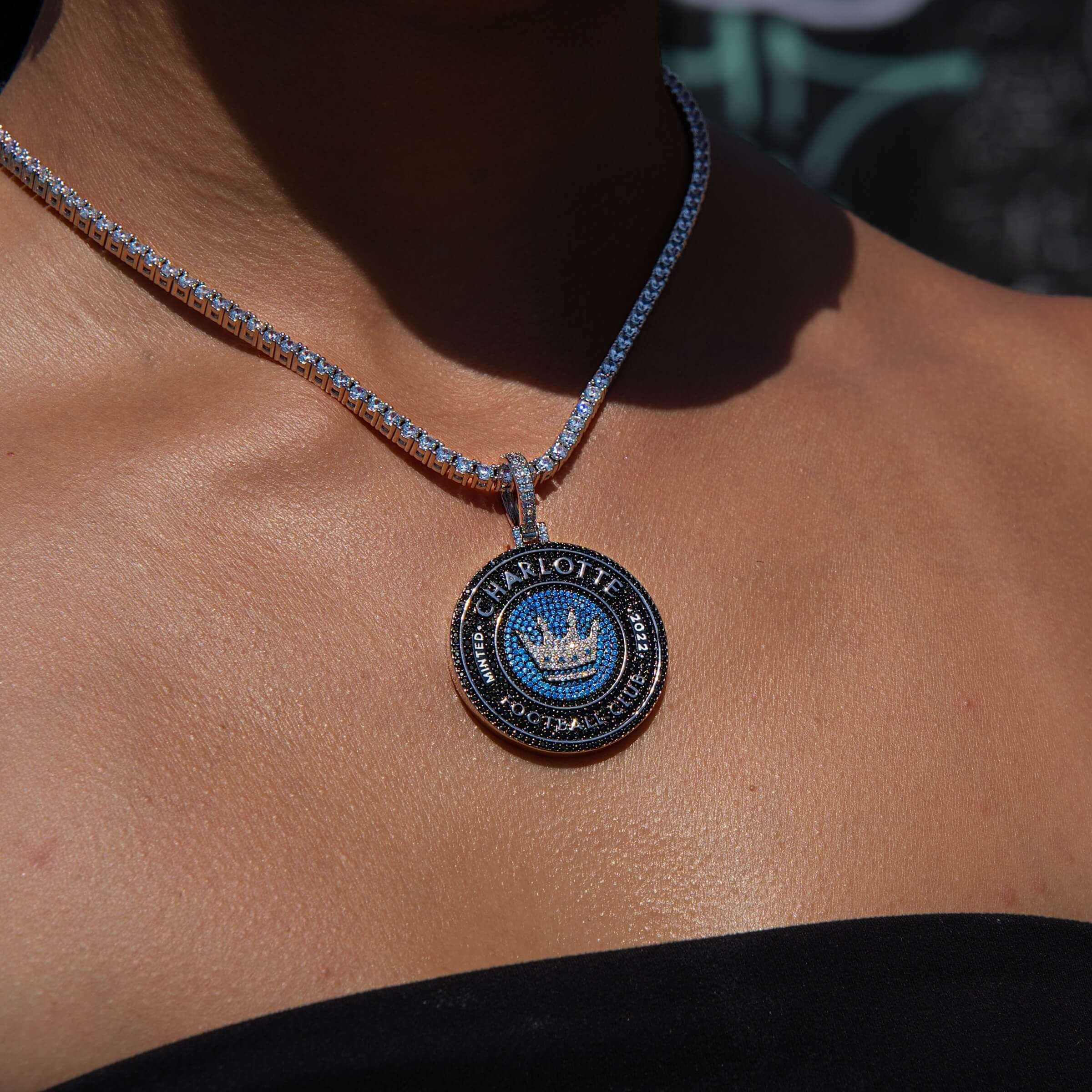 GLD Women Charlotte FC Official MLS Logo Pendant in White Gold