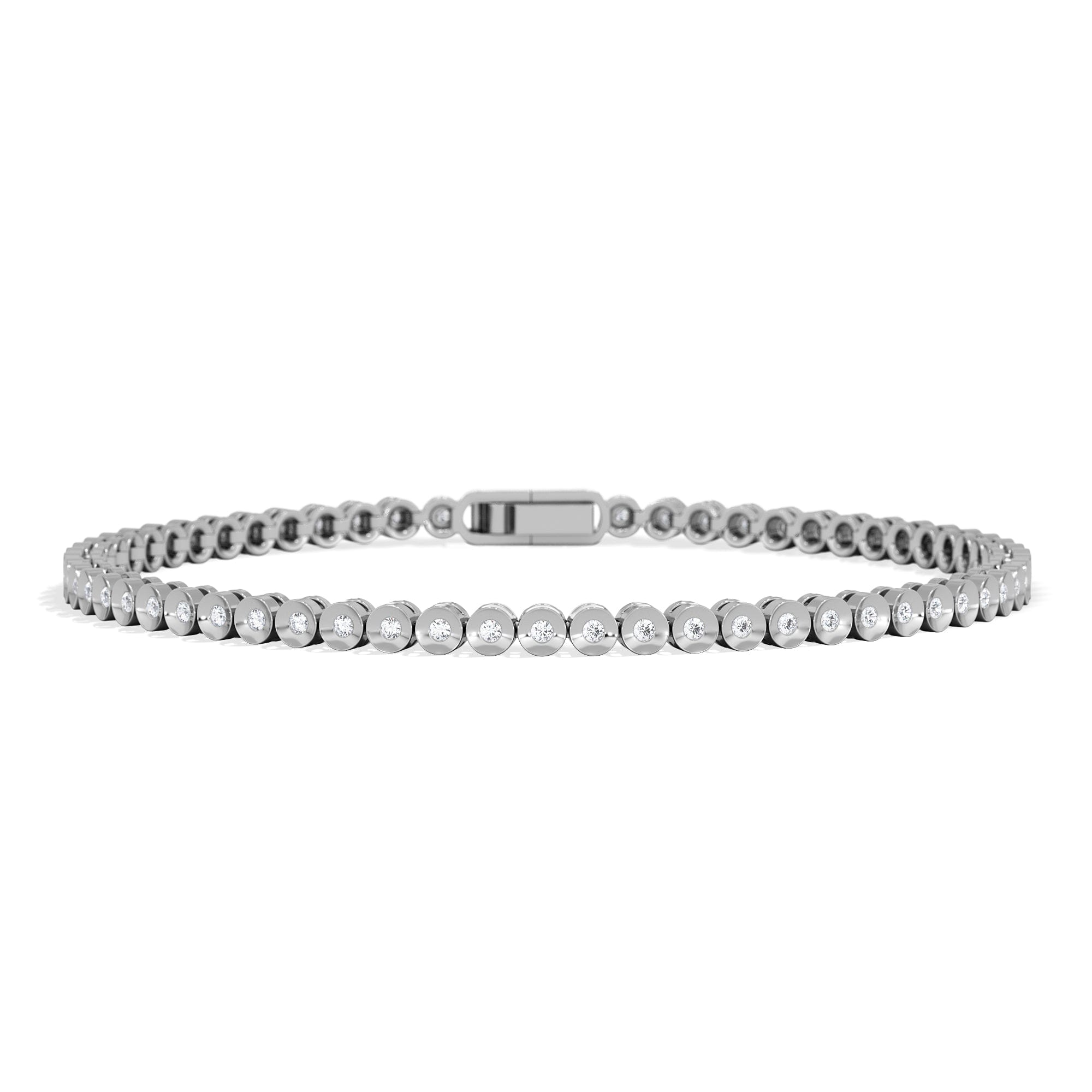 Diamond 0.50ct Round Cut Lab Diamond Bezel Tennis Bracelet in Sterling Silver