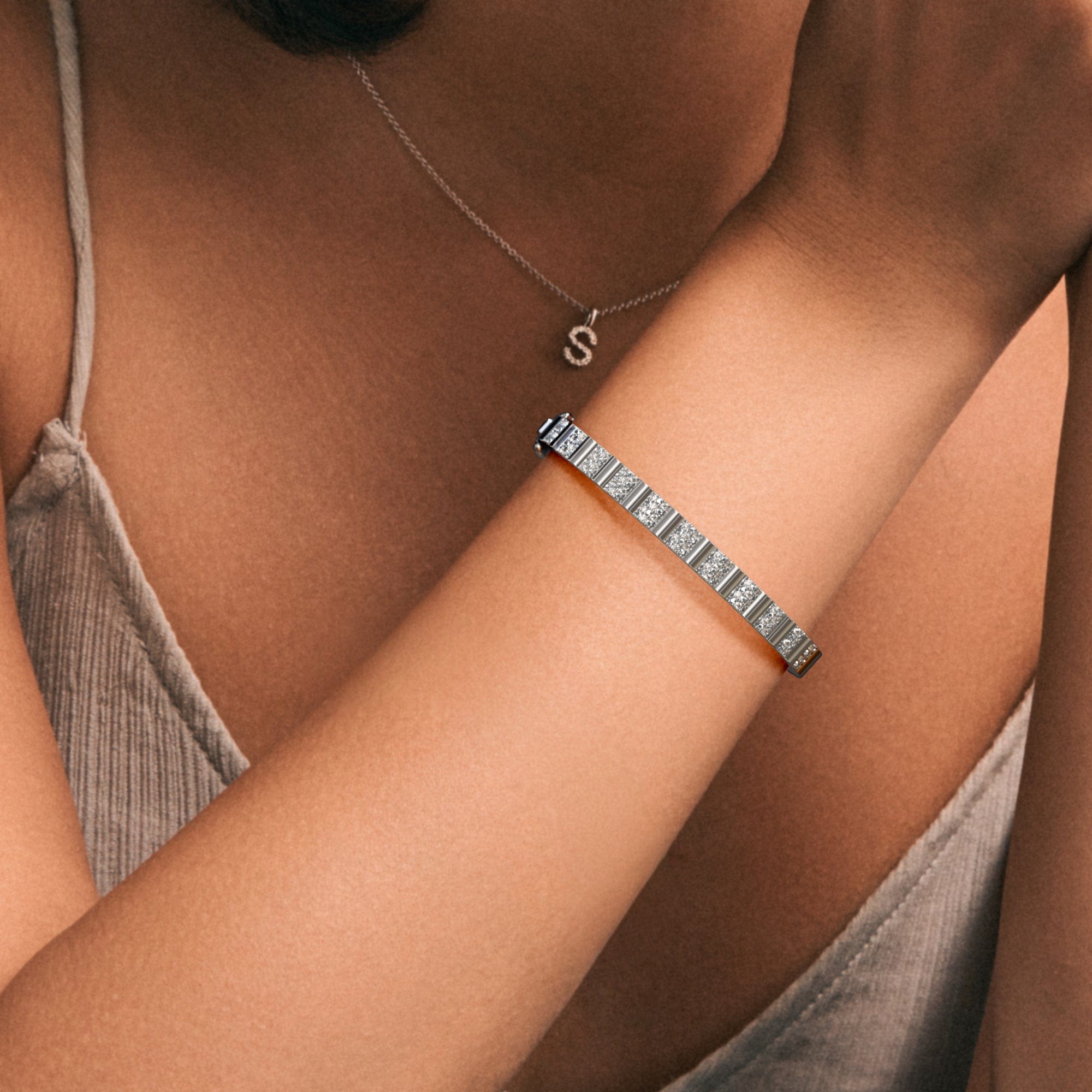 Diamond Contour 0.50ct Lab Diamond Bangle in Sterling Silver