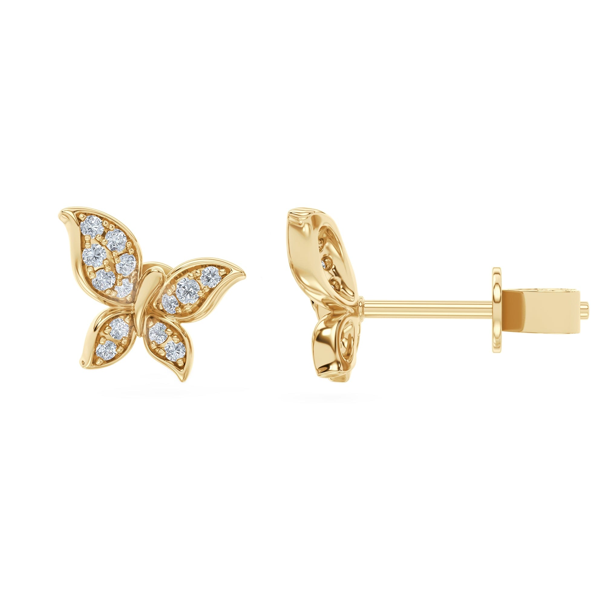 Diamond Papillon 0.15ct Lab Diamond Stud Earrings 18K Gold Vermeil