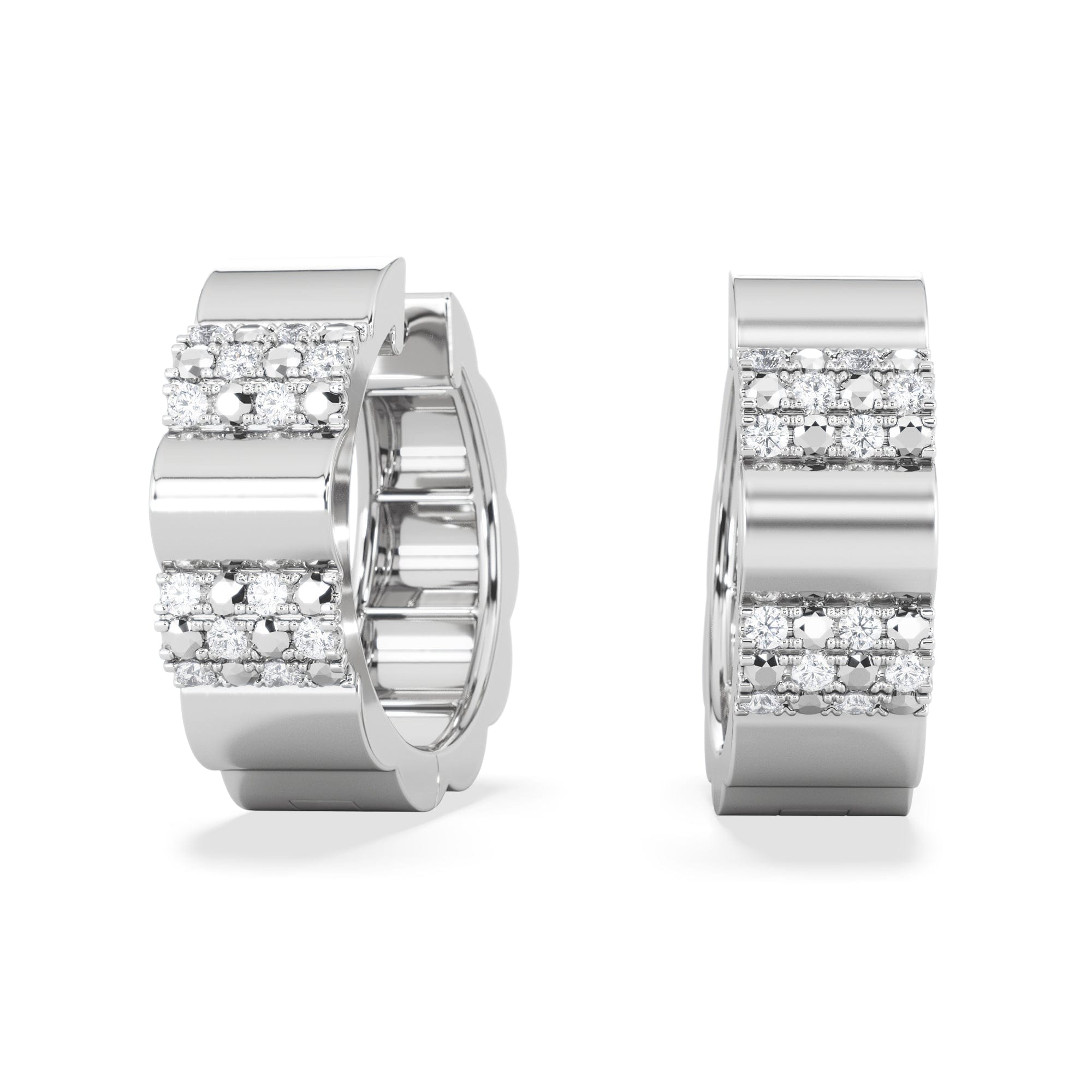 Diamond Contour 0.18ct Lab Diamond Huggie Earrings in Sterling Silver