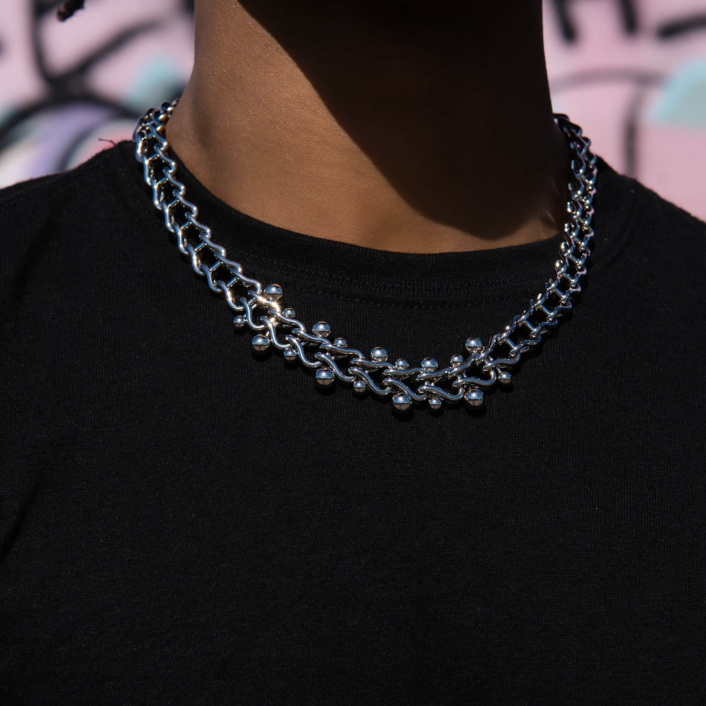 GLD Men Circular Chain in White Gold - TEST
