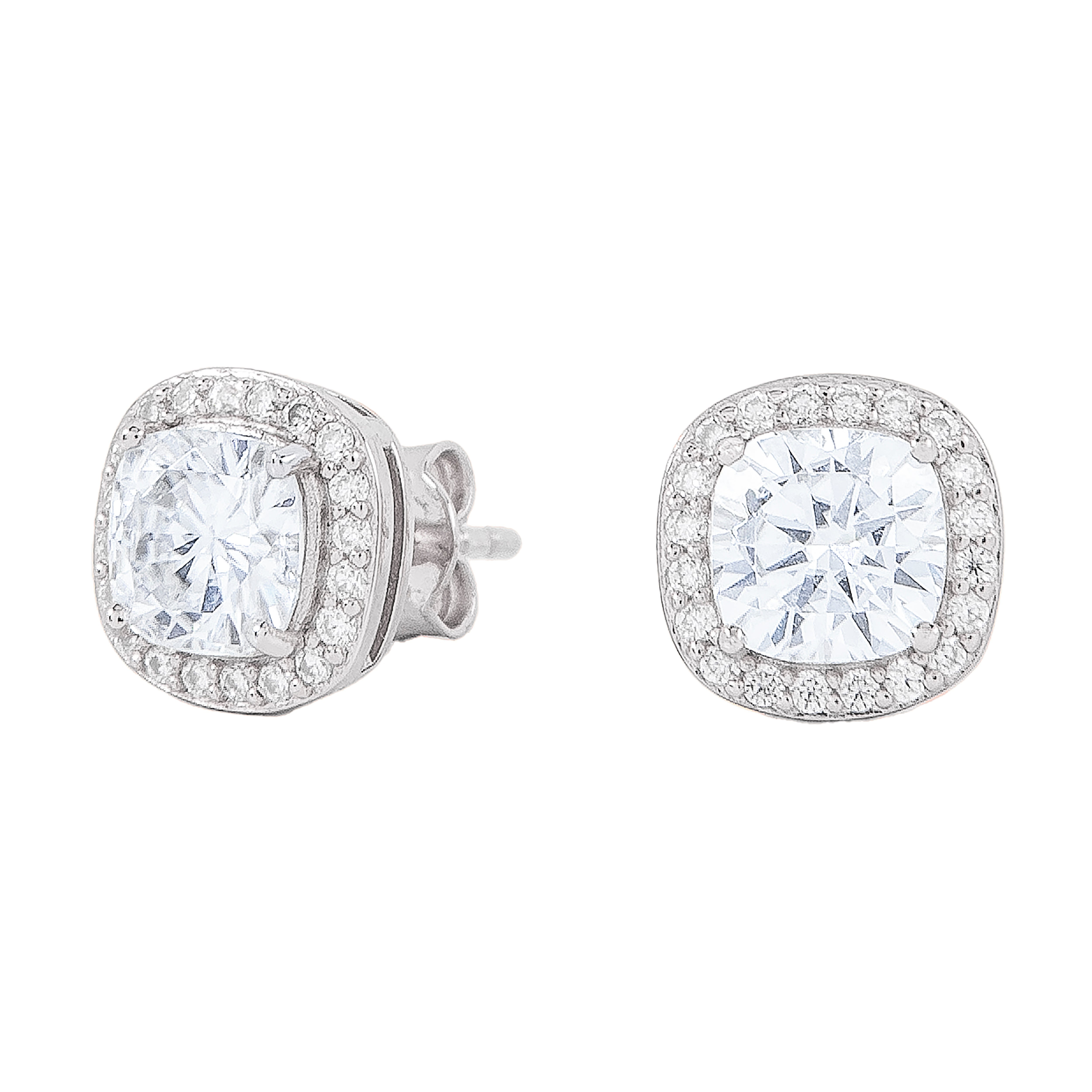 GLD Men Cushion Cut Moissanite Earrings in Sterling Silver