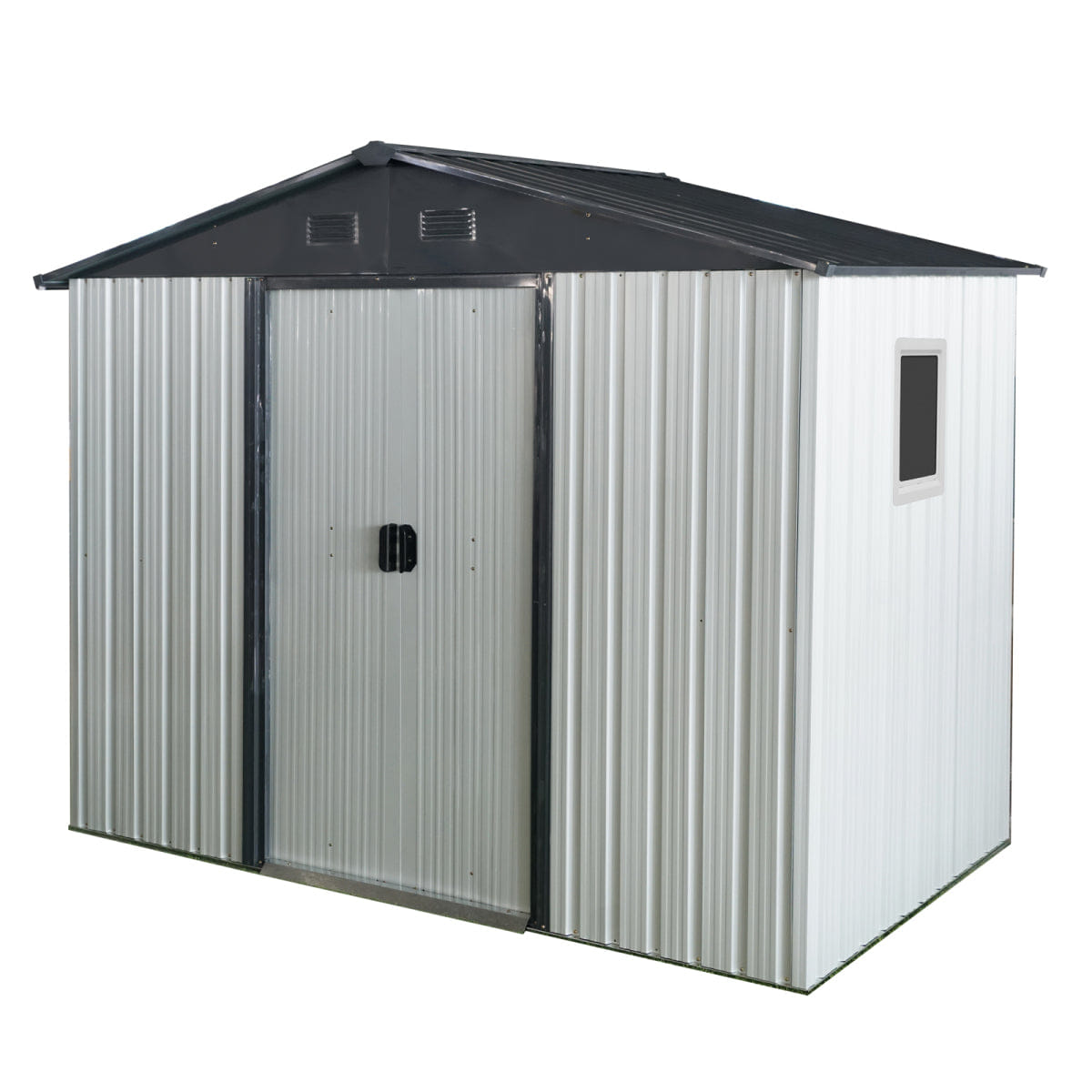 OUTDOOR Streamdale 8ft x 4ft Outdoor Metal Storage Shed with Window - White/Black