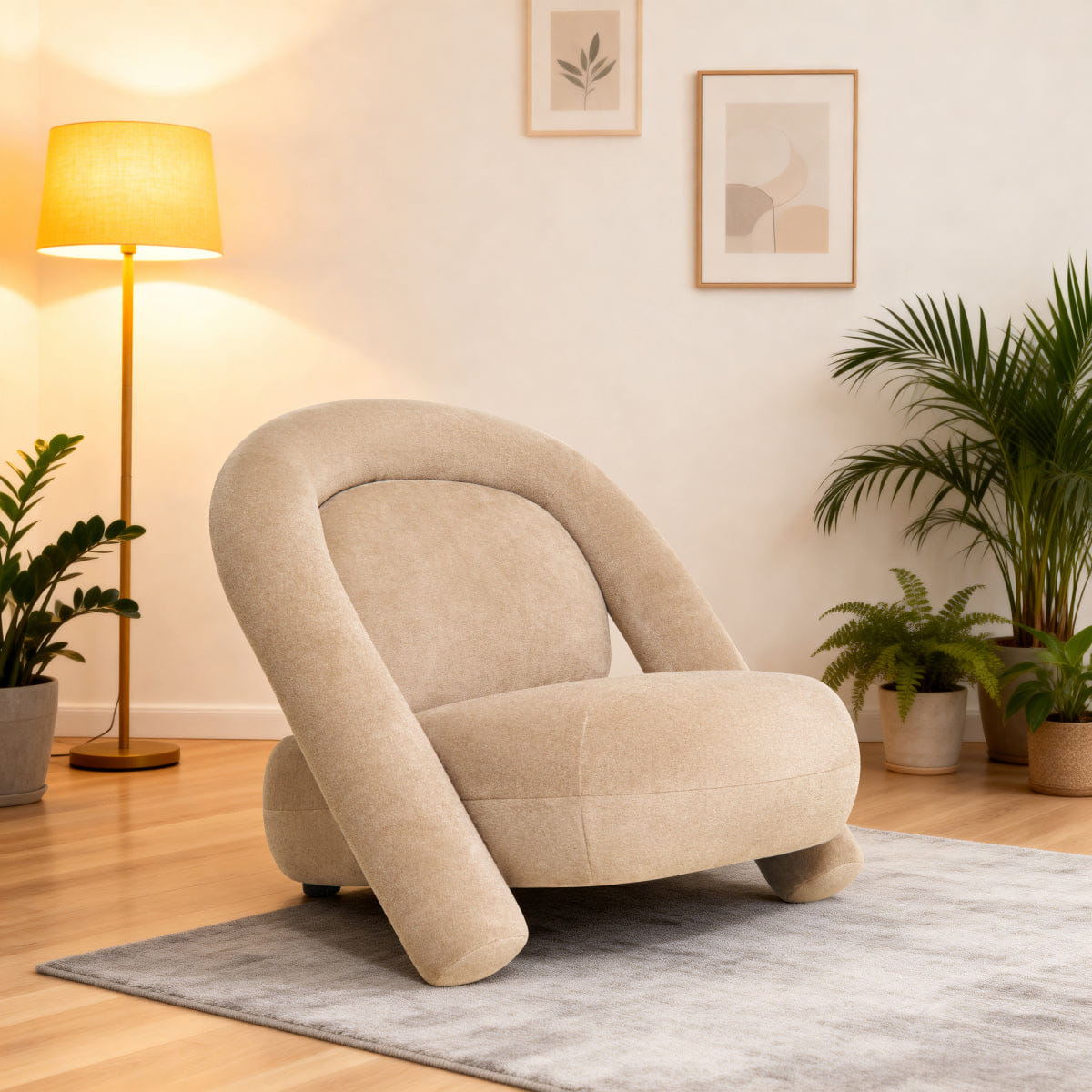Velvet Streamdale Velvet Accent Lounge Chair, Darkbeige