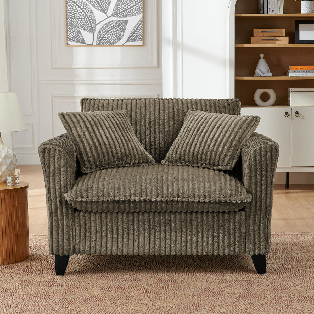 And Streamdale Comfortable Brown Lazy Sofa Chair with Armrests and Cushion