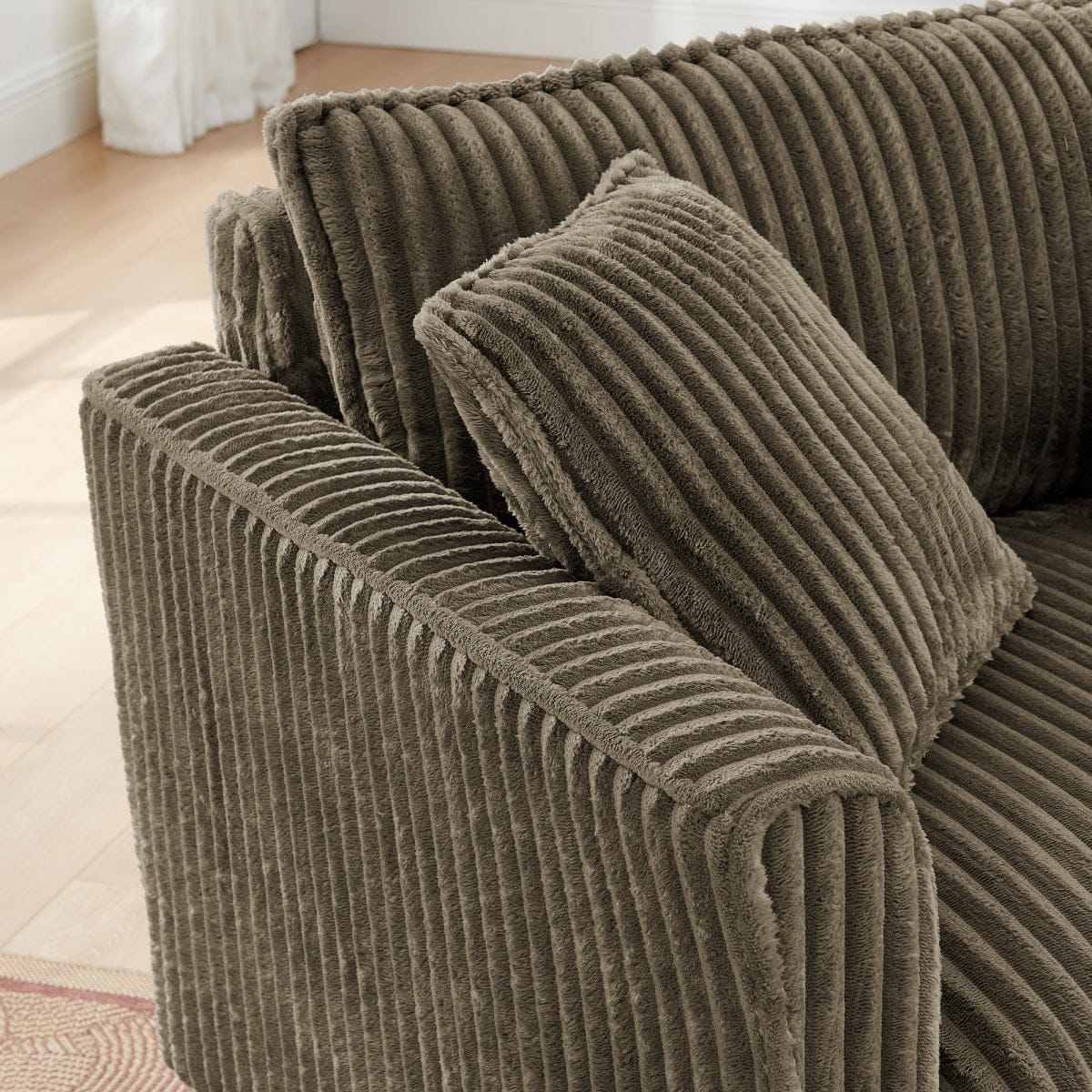 And Streamdale Comfortable Brown Lazy Sofa Chair with Armrests and Cushion