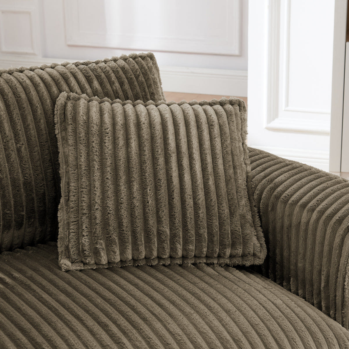 And Streamdale Comfortable Brown Lazy Sofa Chair with Armrests and Cushion