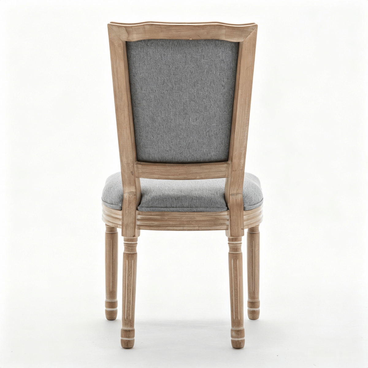 !SOLID Streamdale Farmhouse Solid Wood Dining Chairs, Cushioned Linen Seat, Grey, Set of 2