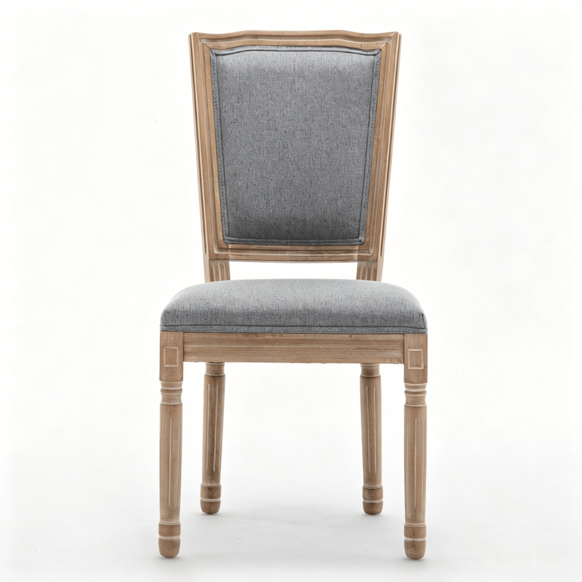 !SOLID Streamdale Farmhouse Solid Wood Dining Chairs, Cushioned Linen Seat, Grey, Set of 2
