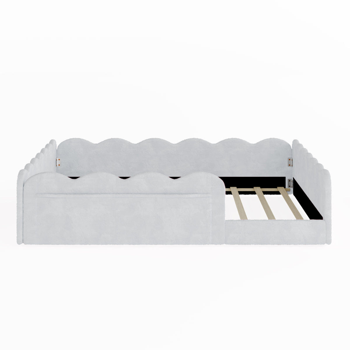 FLOOR Streamdale Full Size Upholstered Floor Bed, Light Gray
