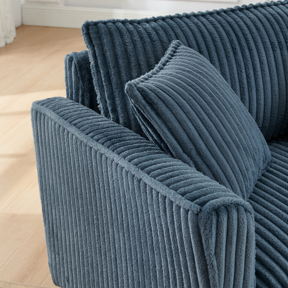Blue Streamdale Blue Lazy Single Sofa Chair with Backrest and Cushion