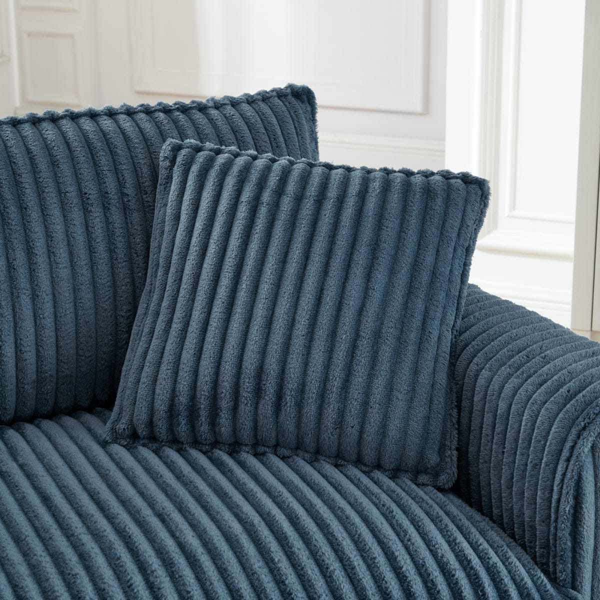 Blue Streamdale Blue Lazy Single Sofa Chair with Backrest and Cushion