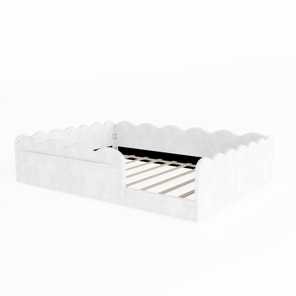 FLOOR Streamdale Full Size Upholstered Floor Bed, White