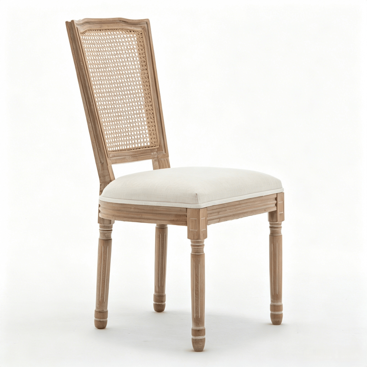 !SOLID Streamdale Farmhouse Solid Wood Dining Chairs, Beige Linen Cushion, Set of 2