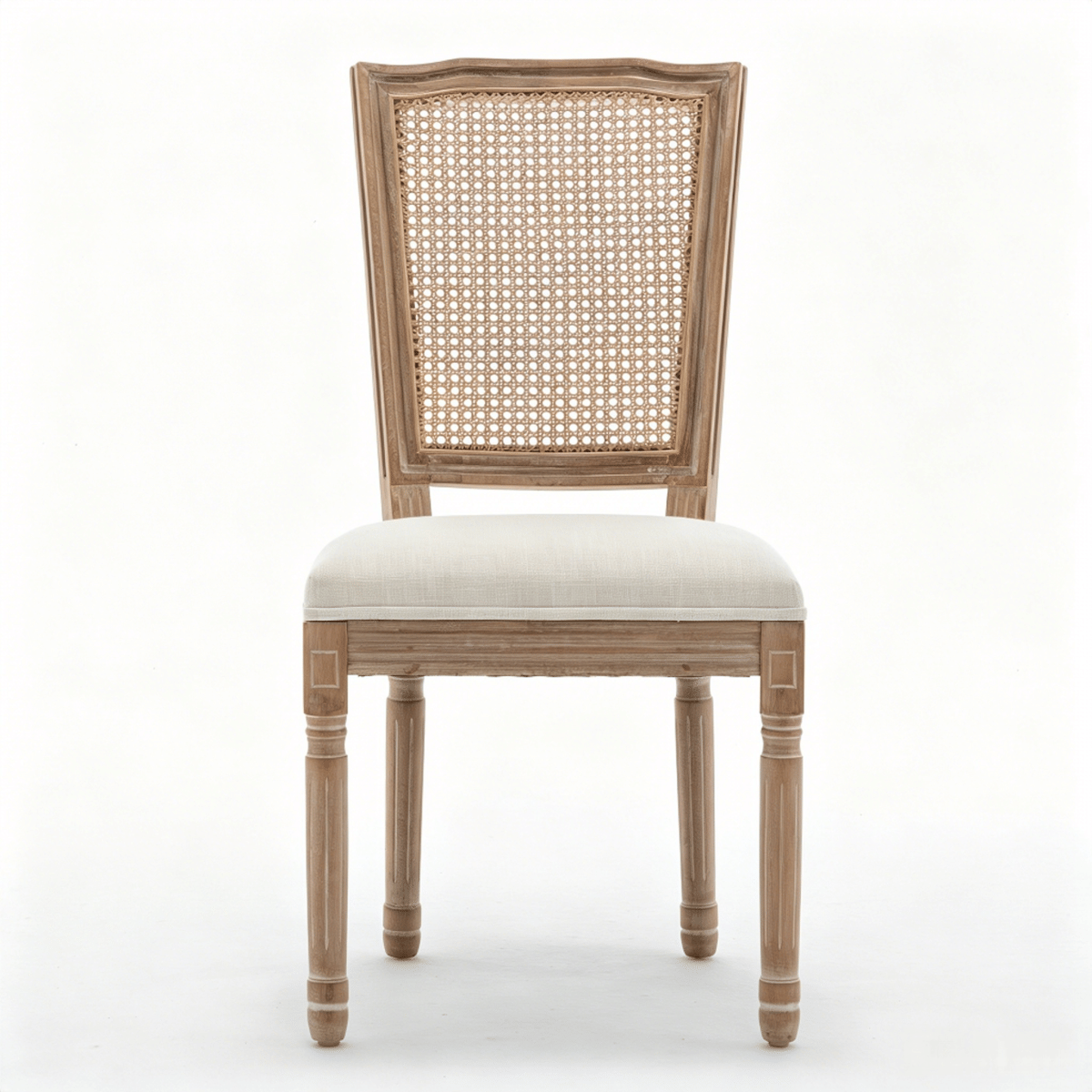 !SOLID Streamdale Farmhouse Solid Wood Dining Chairs, Beige Linen Cushion, Set of 2