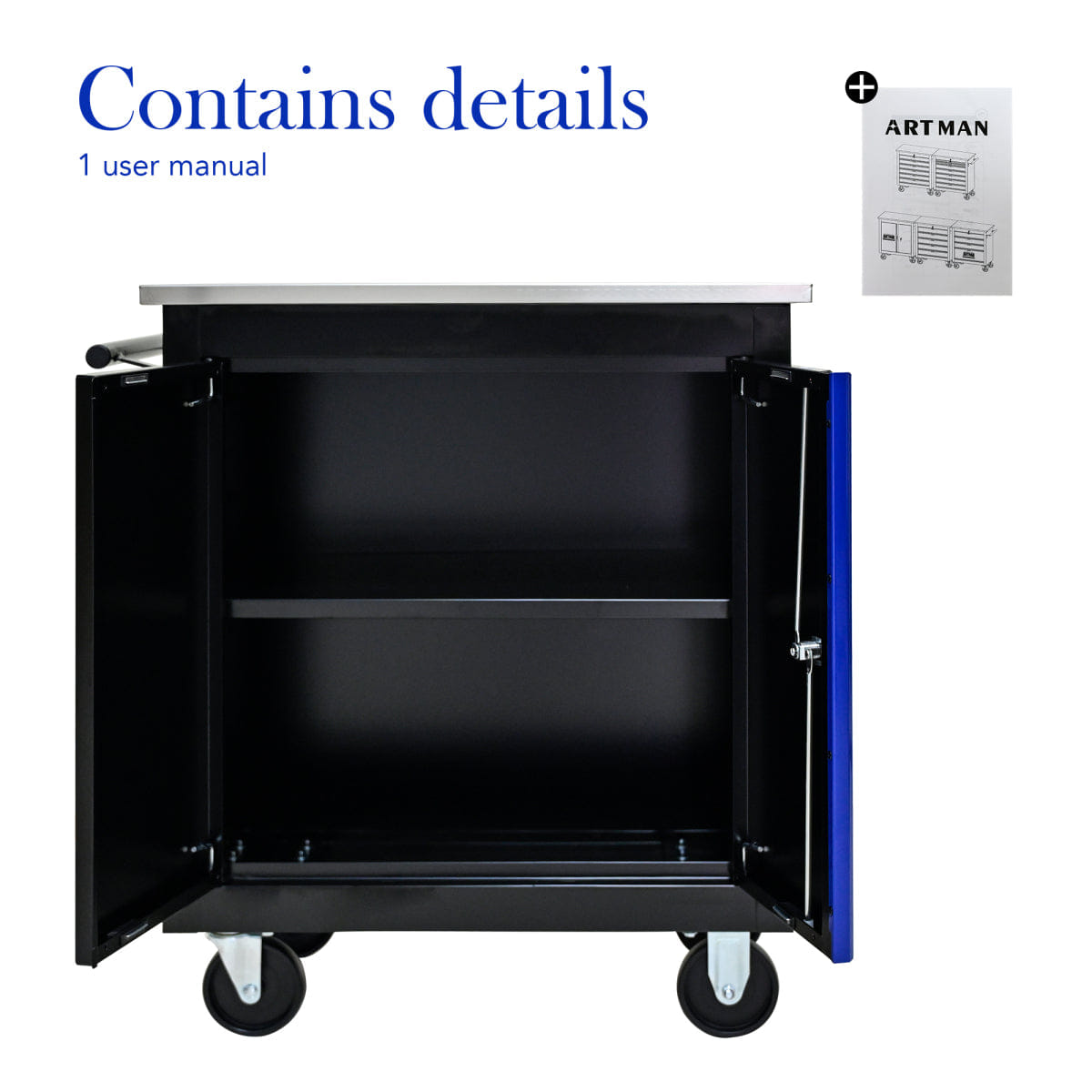 Blue Streamdale Lockable Double Door Tool Storage Cabinet - Black & Blue