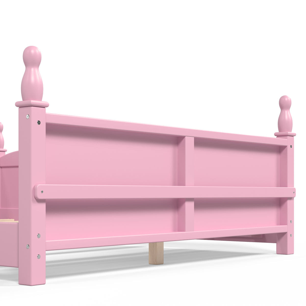 FLOOR Streamdale Kids Pink Montessori Full Floor Bed with Guardrails & Bookshelf