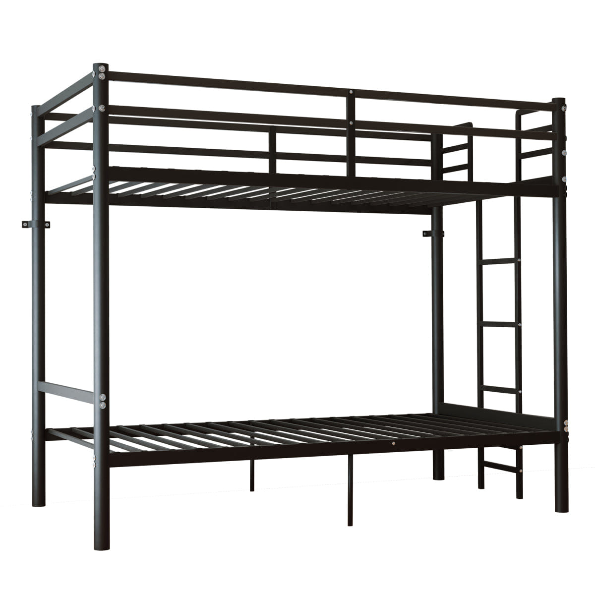 And Streamdale Twin Over Twin Metal Bunk Bed with Ladder and Guardrail, Black