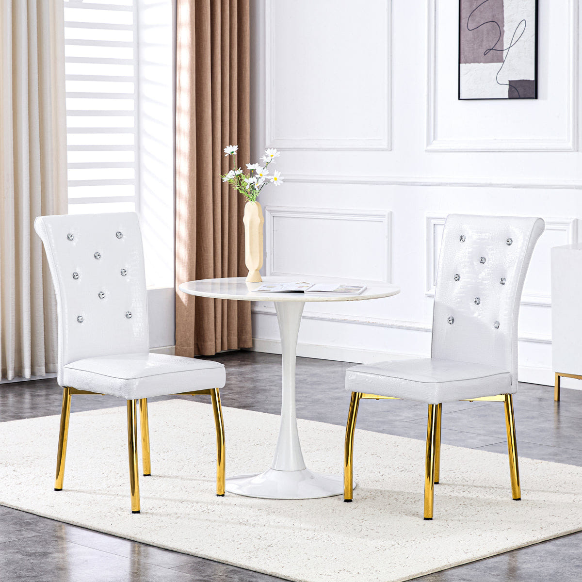 Retro Streamdale Set of 2 Retro Alligator - Textured Dining Chairs with Crystal Buckle