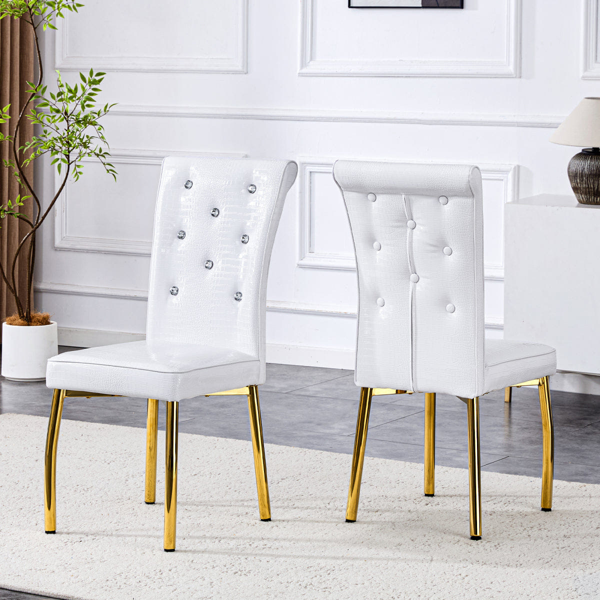Retro Streamdale Set of 2 Retro Alligator - Textured Dining Chairs with Crystal Buckle