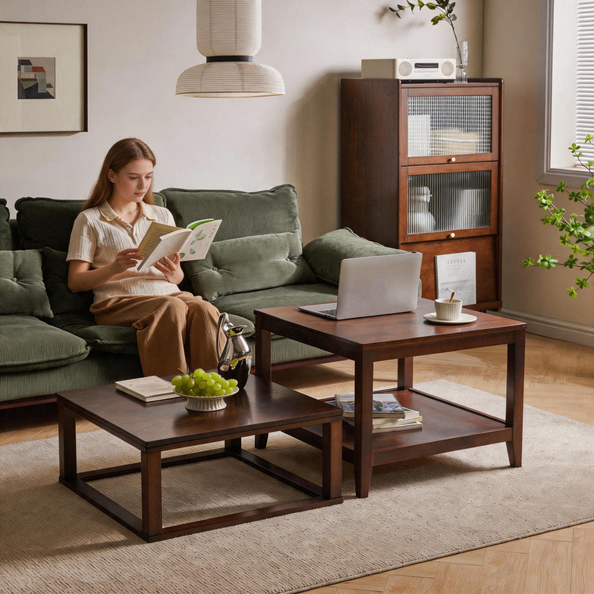 !SOLID Streamdale Solid Wood 2 - Tier Square End Table with Storage Shelf