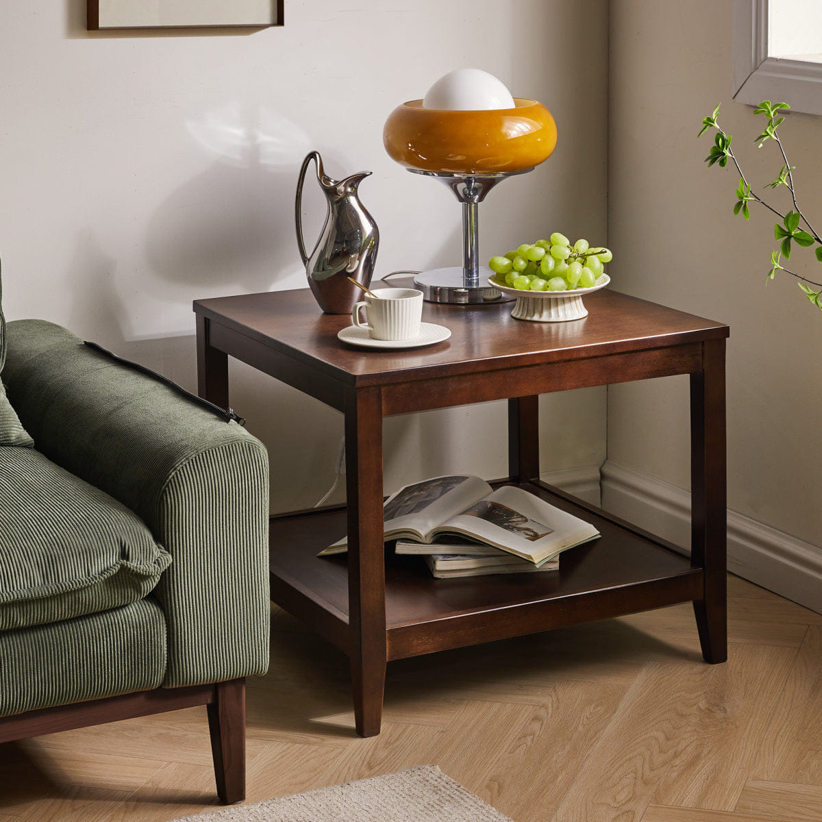 !SOLID Streamdale Solid Wood 2 - Tier Square End Table with Storage Shelf