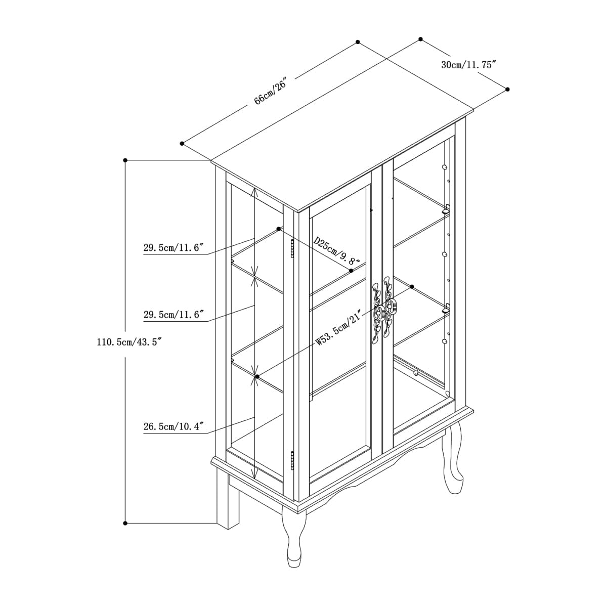 DOORS Streamdale Lighted Curio Cabinet with Glass Doors and Adjustable Shelves (White)