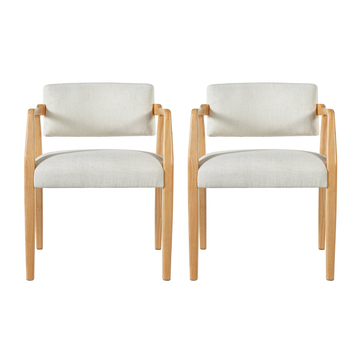 WOOD Streamdale Mid - Century Rubber Wood Dining Armchairs, Natural/Beige (Set of 2)