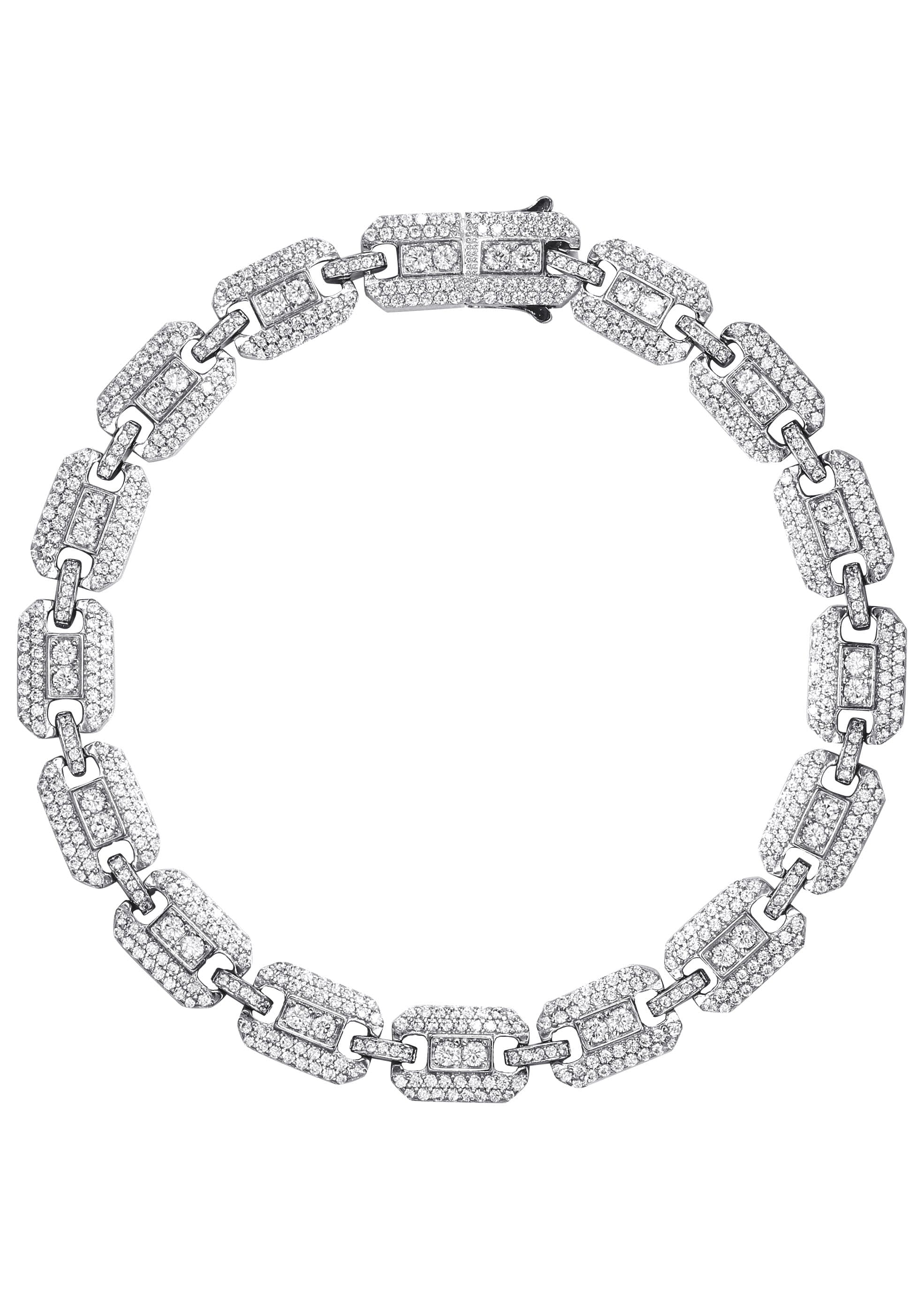 Manufacturer 43 Silver White Ice Square Link Bracelet