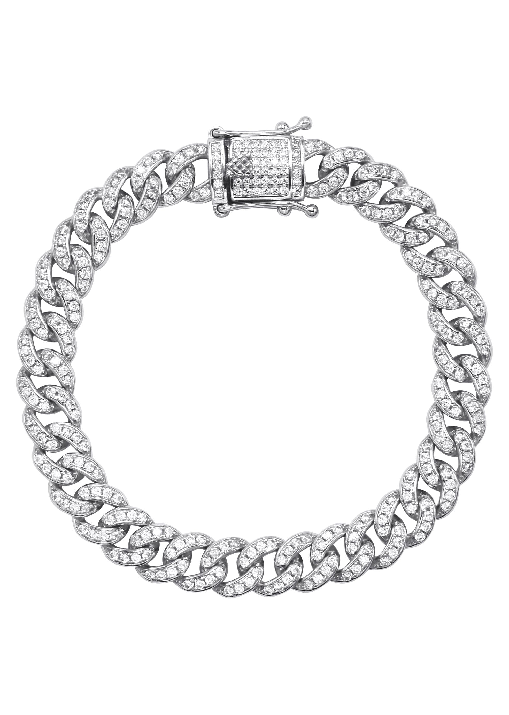 Manufacturer 43 Silver White Ice Out Miami Cuban Bracelet