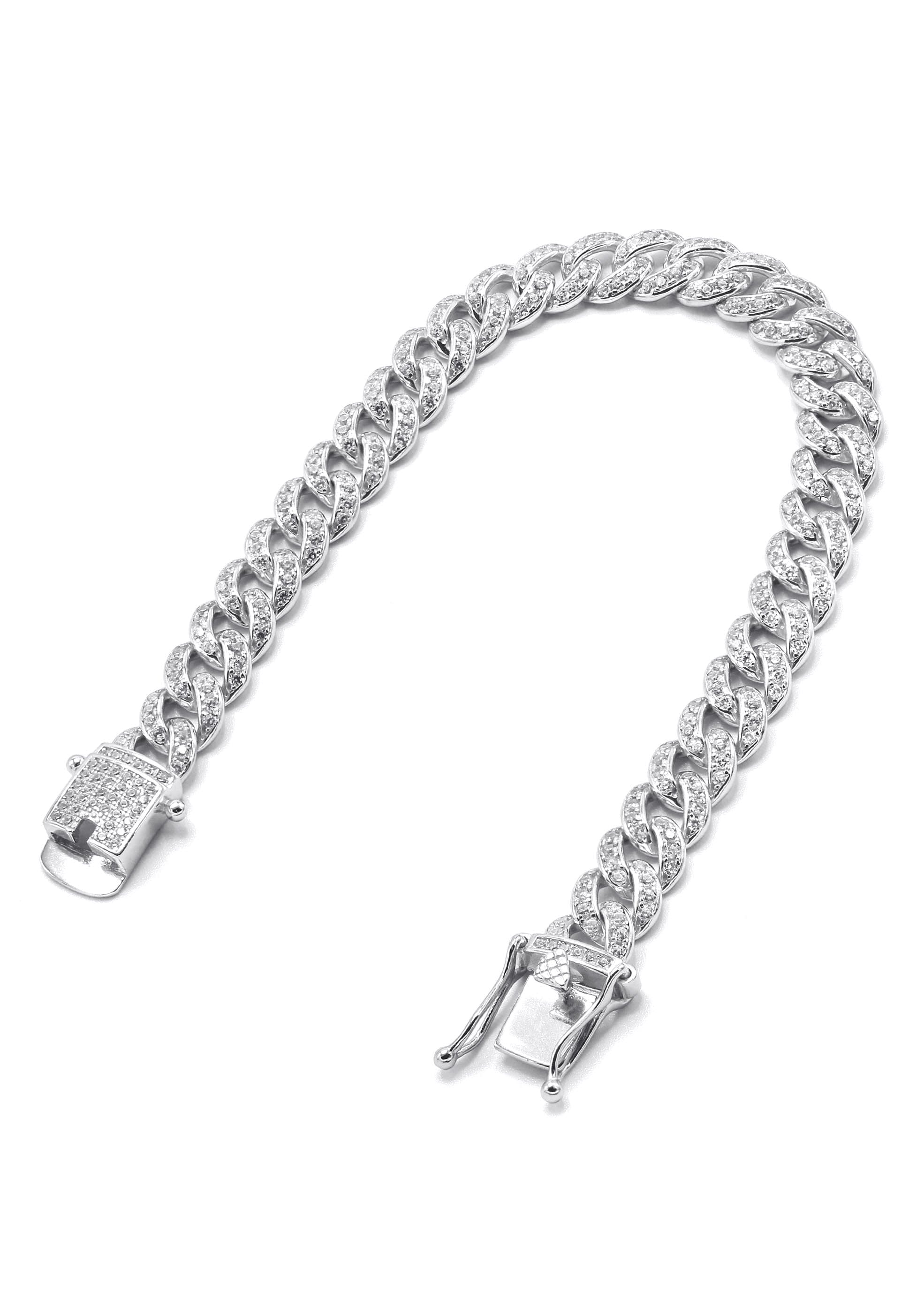 Manufacturer 43 Silver White Ice Out Miami Cuban Bracelet