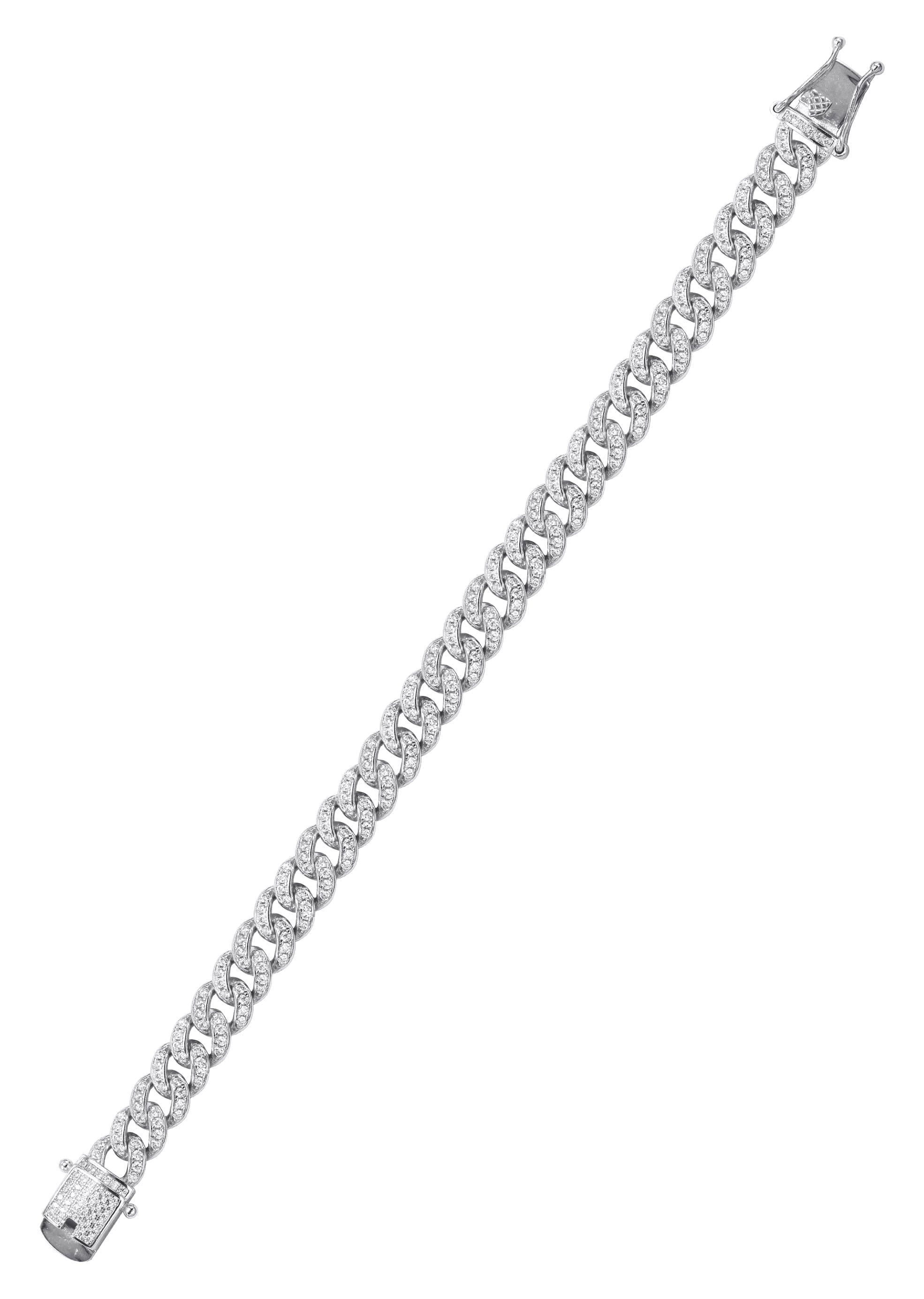 Manufacturer 43 Silver White Ice Out Miami Cuban Bracelet