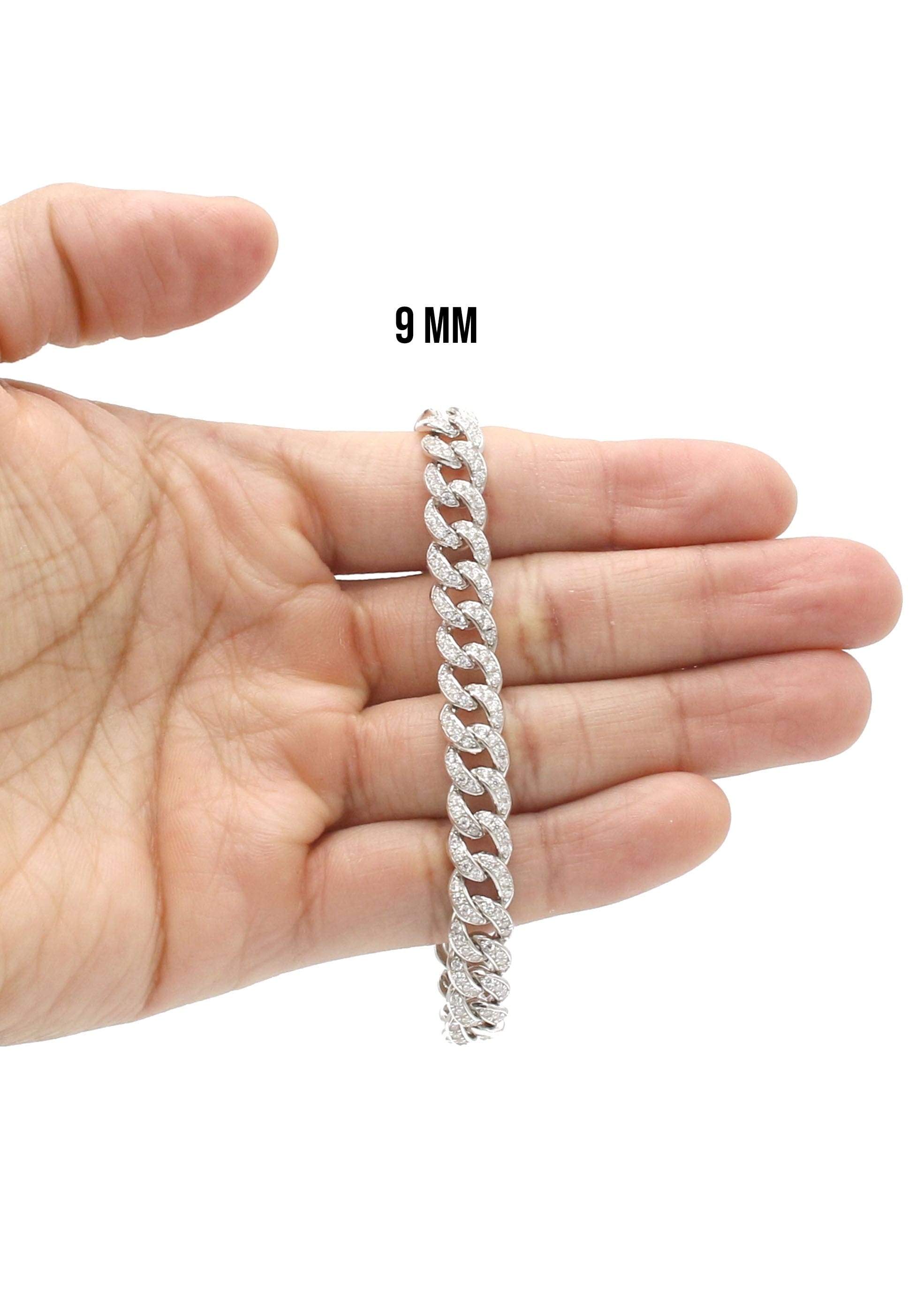 Manufacturer 43 Silver White Ice Out Miami Cuban Bracelet
