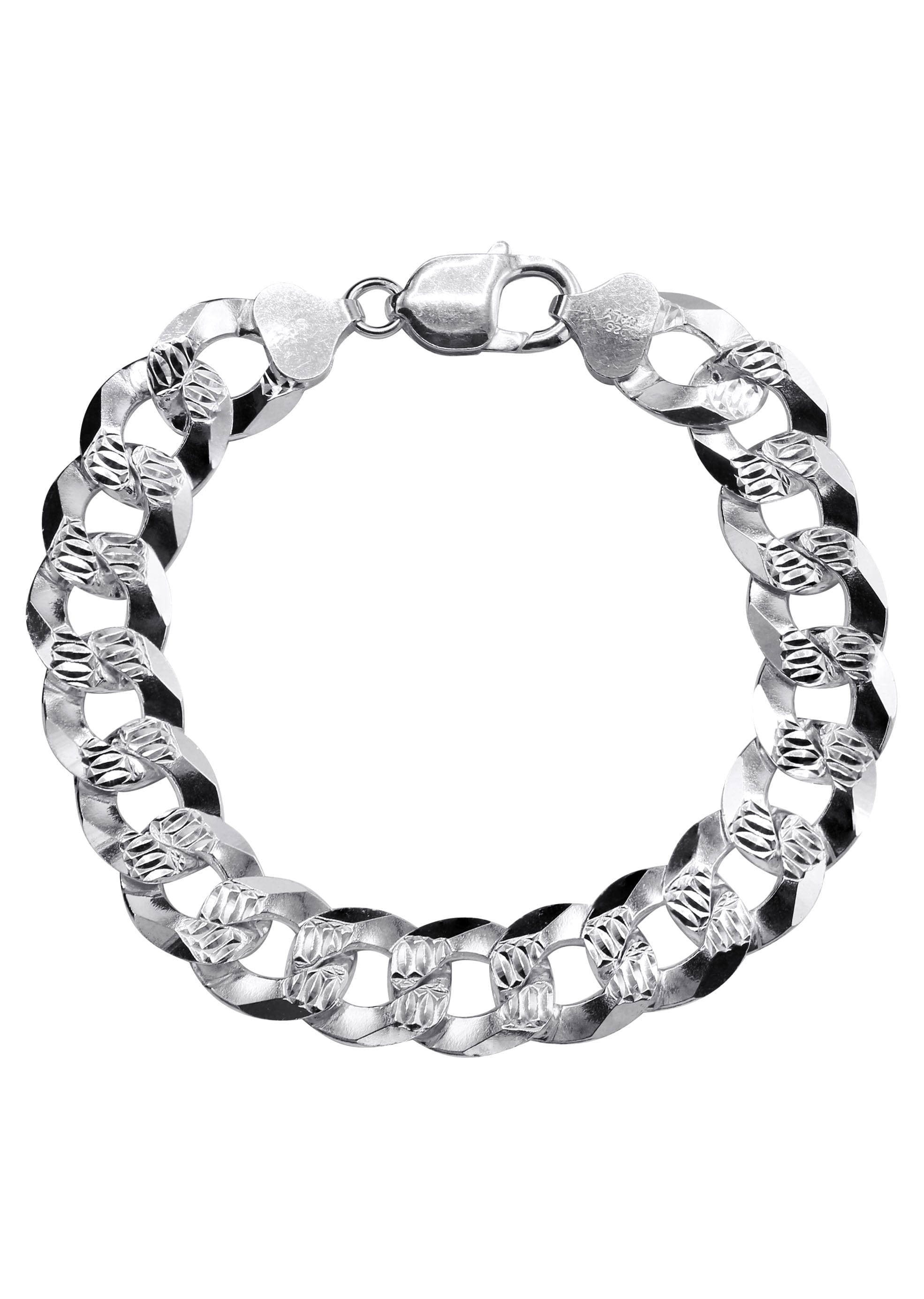 Manufacturer 43 Silver Diamond Cut Curb Bracelet