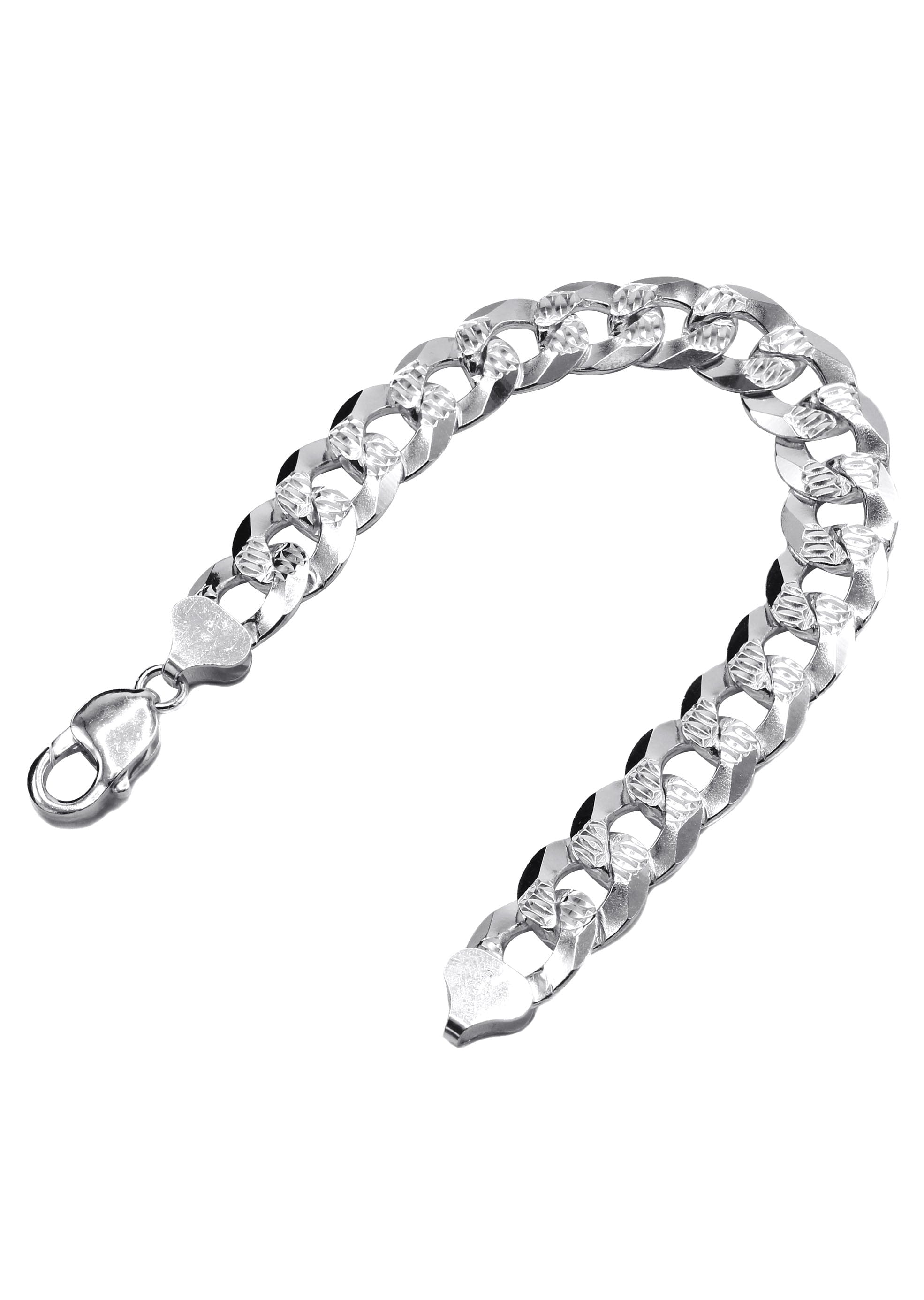 Manufacturer 43 Silver Diamond Cut Curb Bracelet
