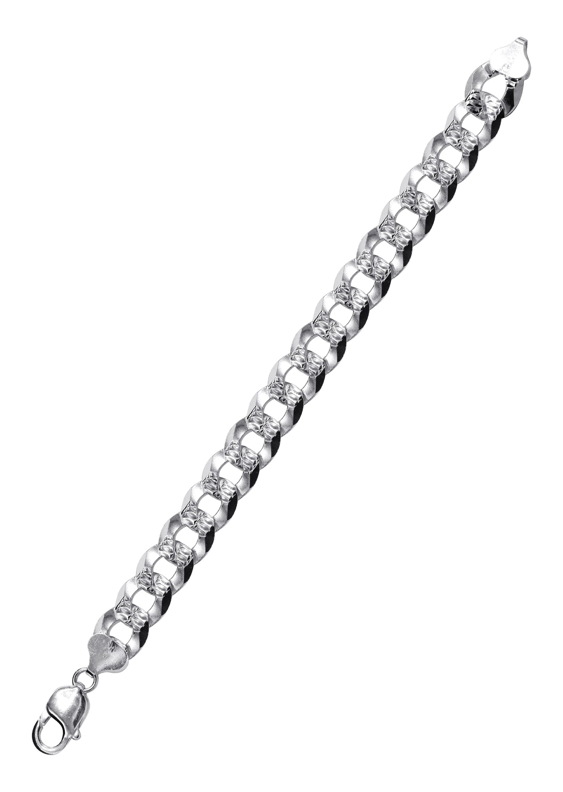 Manufacturer 43 Silver Diamond Cut Curb Bracelet