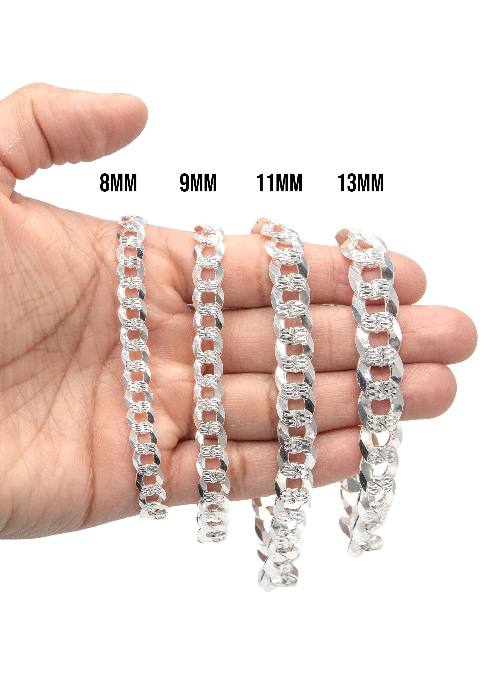 Manufacturer 43 Silver Diamond Cut Curb Bracelet